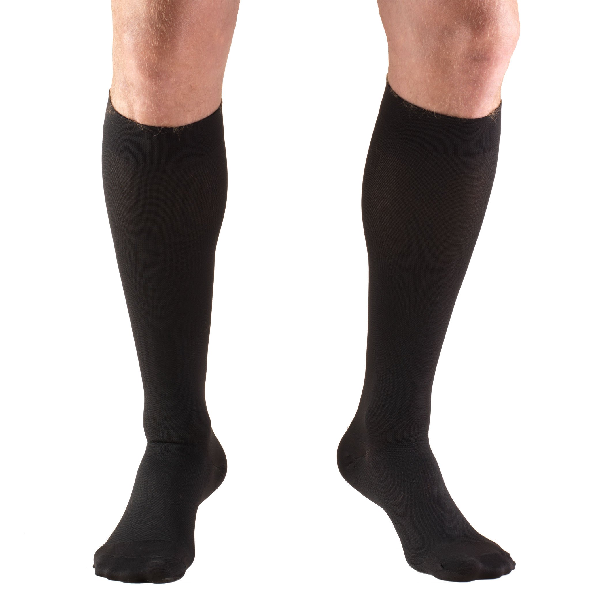 Truform 30-40 mmHg Compression Socks for Men & Women - Knee High Support Stockings, Closed Toe Design, Black Color, Medium Size - Ideal for Travel, Varicose Veins & Circulation Support
