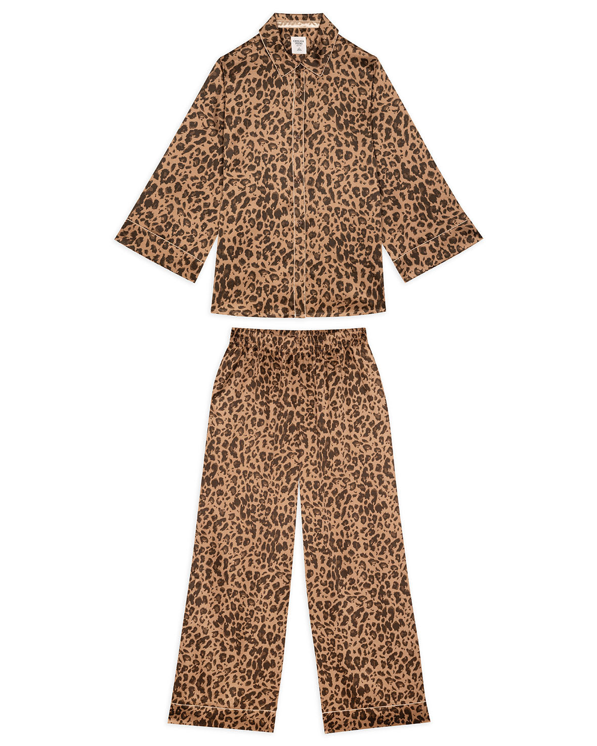 Satin Leopard Print Long Pajama Set for Women - Soft & Comfortable Sleepwear - Perfect for Lounge, Sleep & Relaxation at Home