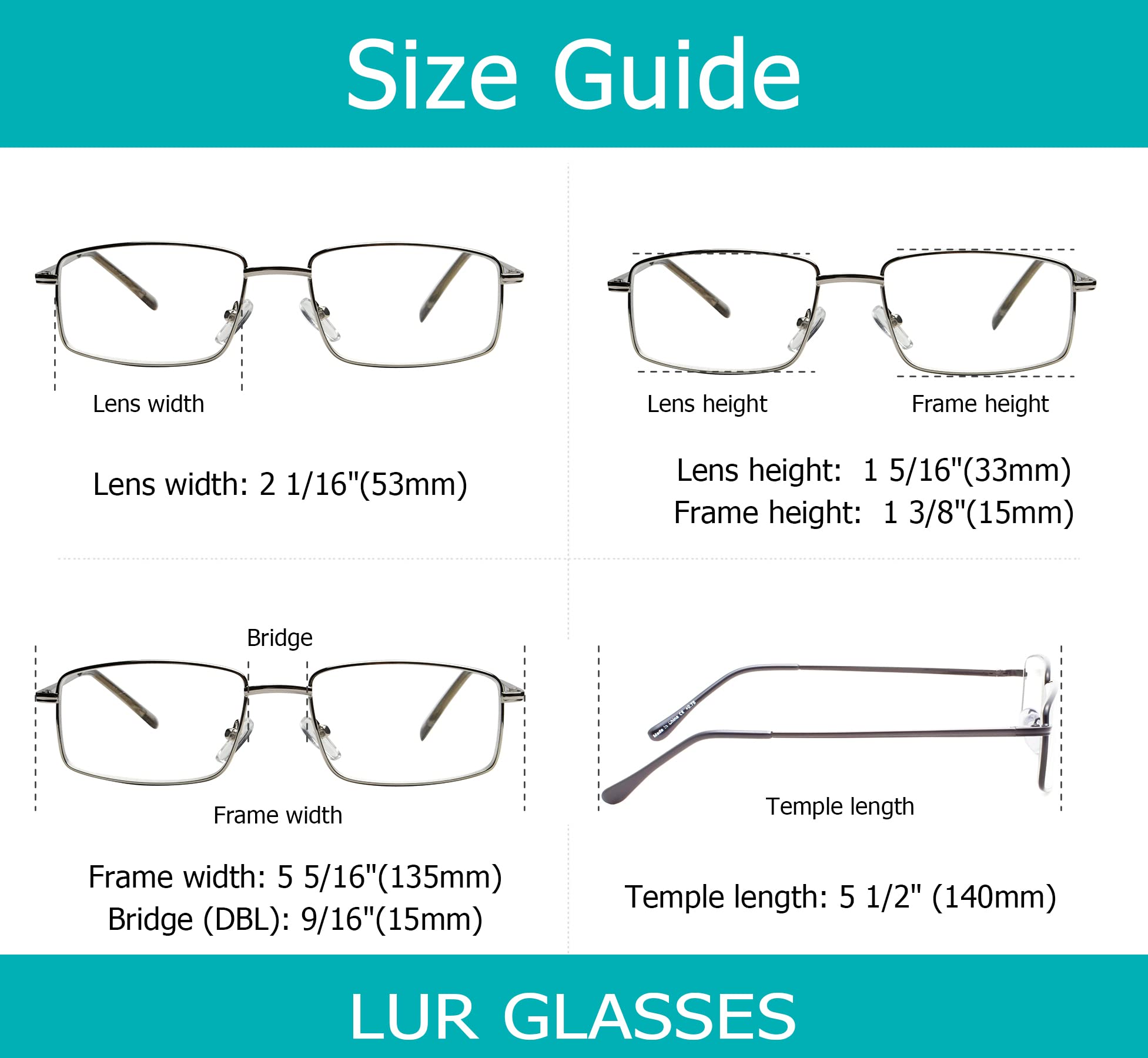 Premium LUR Reading Glasses 3-Pack - Durable Metal Frame Readers for Men & Women - Perfect for Reading, Working, Studying & Computer Use