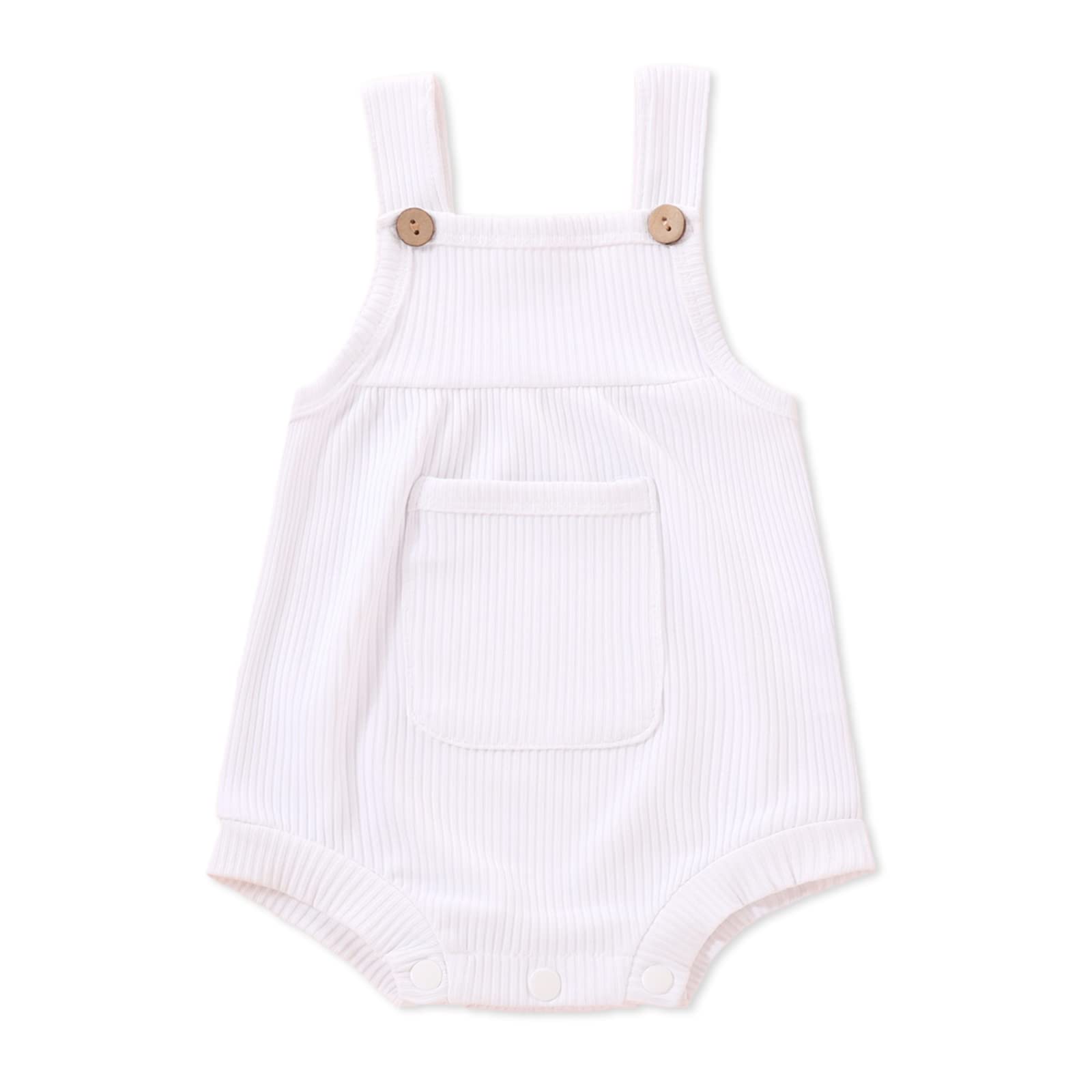 Baby Girls Ribbed Bodysuit with Pocket - Sleeveless Romper for Newborns & Infants | Perfect for Summer Outfits & Playtime