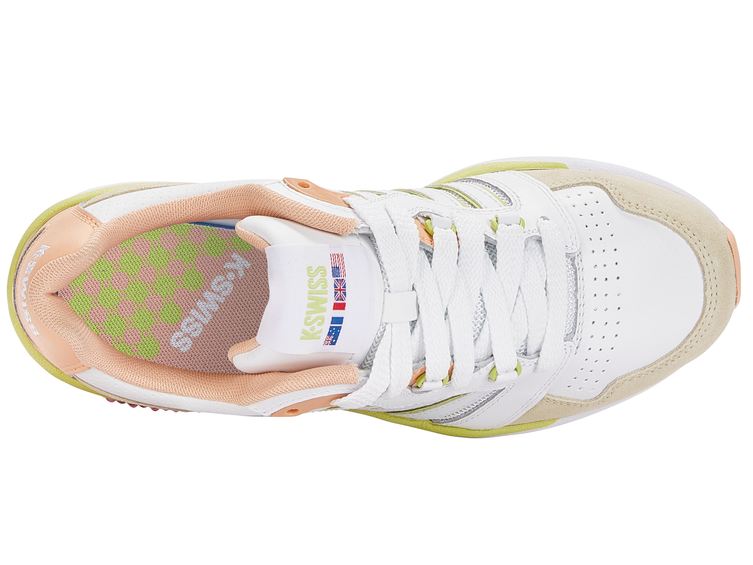 SI 18 RANNELL Women's Running Shoes - White/Almost Apricot/Daiquiri Green | Lightweight & Breathable for Jogging, Gym Workouts & Daily Wear | Size 185 M (US 7.5)