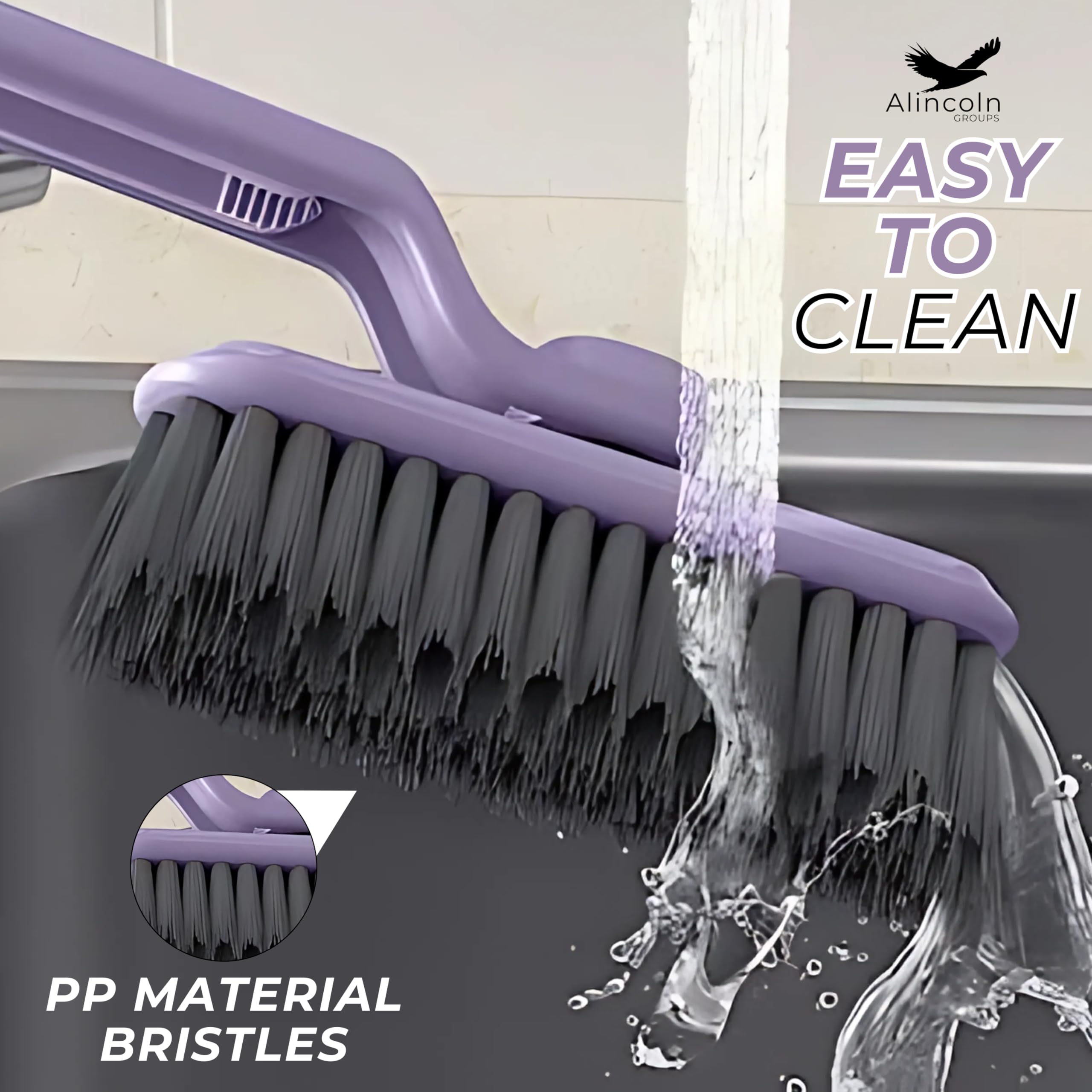 ALINCOLN 360° Rotating Toilet Cleaning Brush with Hard Bristles - Heavy Duty Bathroom Scrub Brush for Stubborn Stains - Compact Design for Efficient Cleaning - Perfect for Toilets, Tiles, Floors & Shower Cleaning