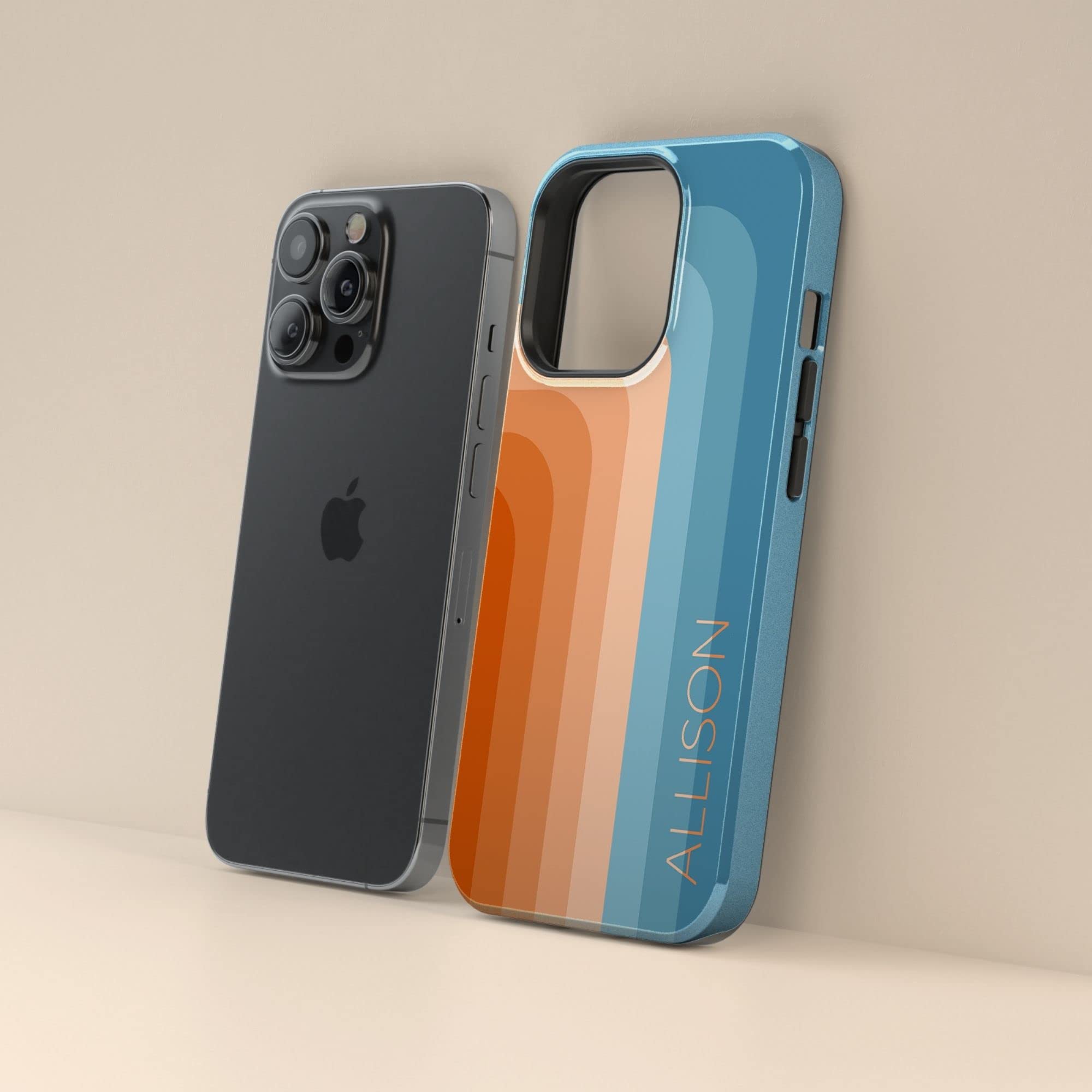 **Retro Pastel Rainbow Custom Name Personalized Phone Case - Compatible with iPhone 16 Plus, 15 Pro Max, 14, 13 Mini, 12, 11, X/XS Max, XR, 7/8 - Unique Gift for Women, Men, Teens - Perfect for Everyday Use, Travel & Special Occasions**