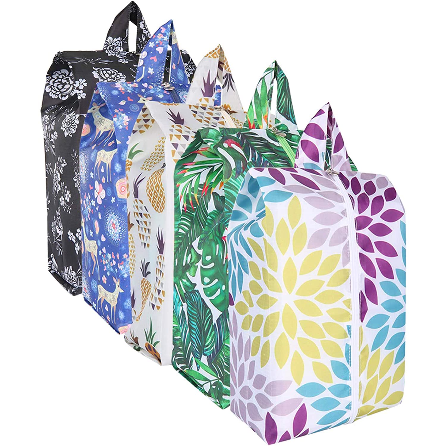 Zmart Waterproof Shoe Bags for Women - 5 Pack Travel Shoe Dust Storage Bags | Portable Shoe Organizer for Gym, Vacation & Daily Use