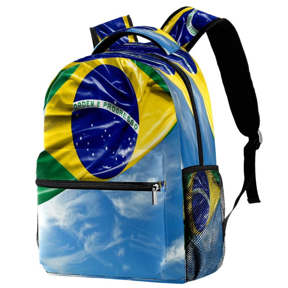 Brazilian Flag Print Backpack - Lightweight School Book Bag, Durable Travel Daypack for Students & Commuters | Perfect for School, Work & Outdoor Adventures