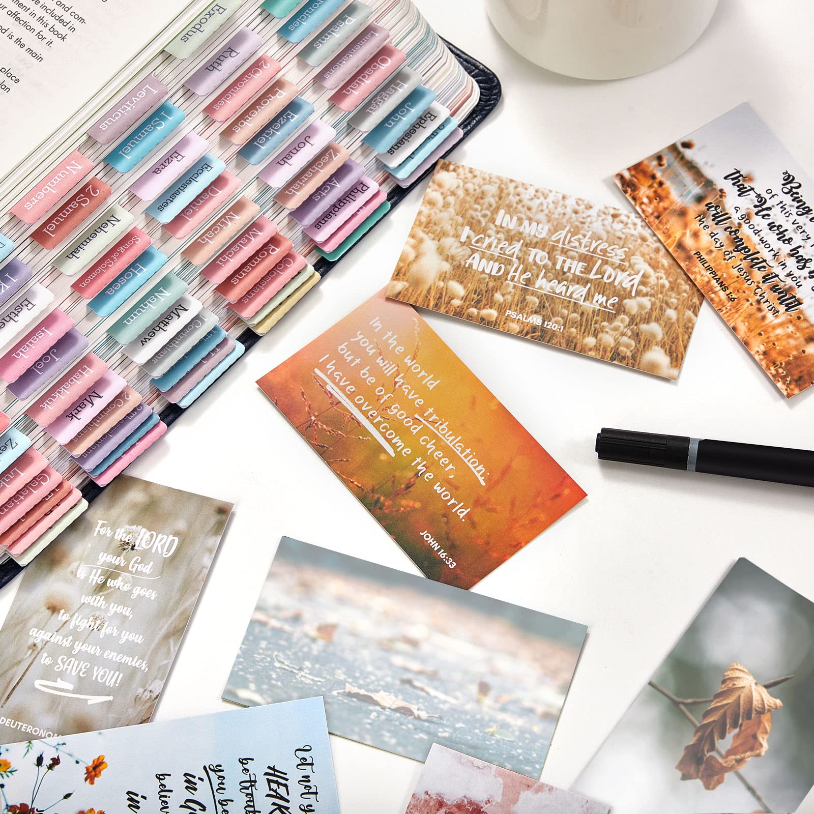 BRYTEFY 100 Earth Tone Mini Prayer Cards - Religious Motivational Scripture Cards for Women & Men - Bulk Inspirational Christian Gifts - Perfect for Bible Study, Church Events & Encouragement Gifts
