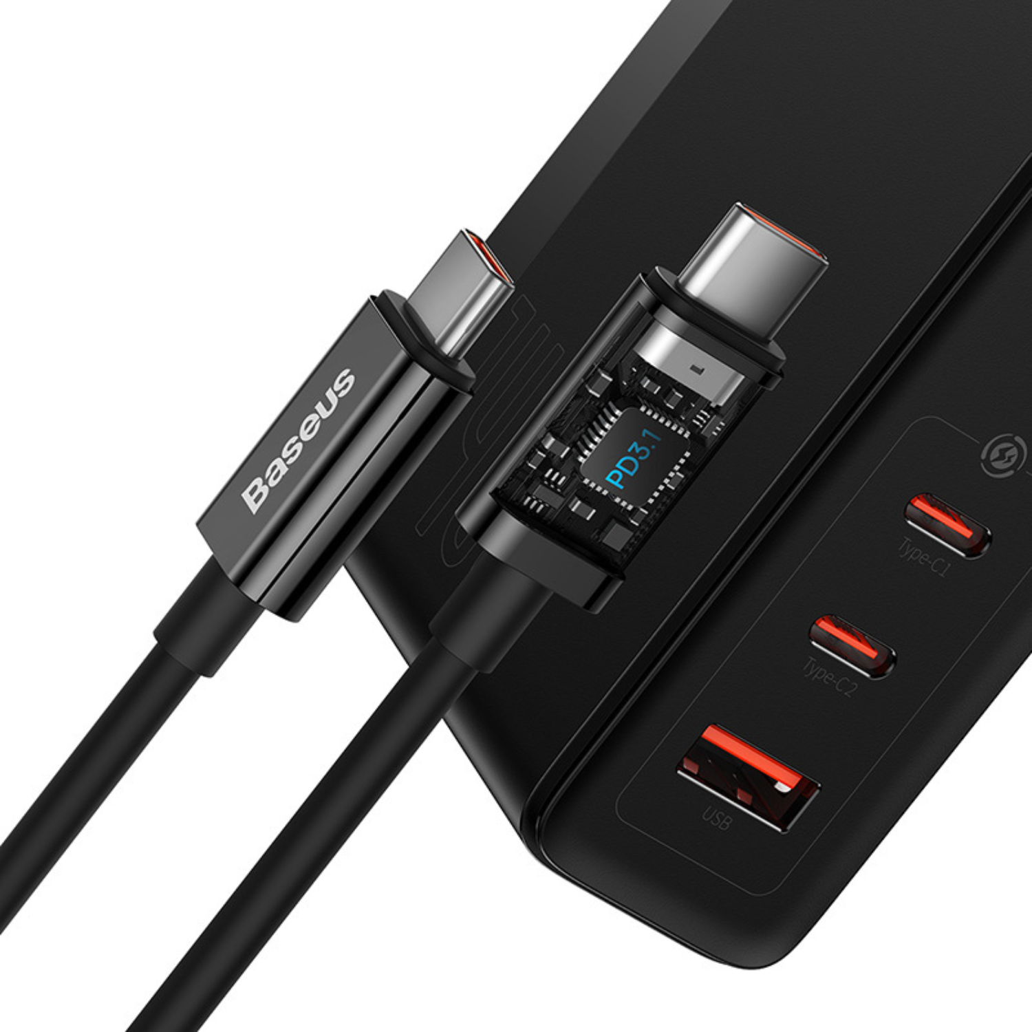 Baseus GaN5 Pro 140W Fast Charger with Dual USB-C Ports & Included Type-C Cable - Compatible with MacBook, iPhone, iPad - Perfect for Travel, Office & Home Use