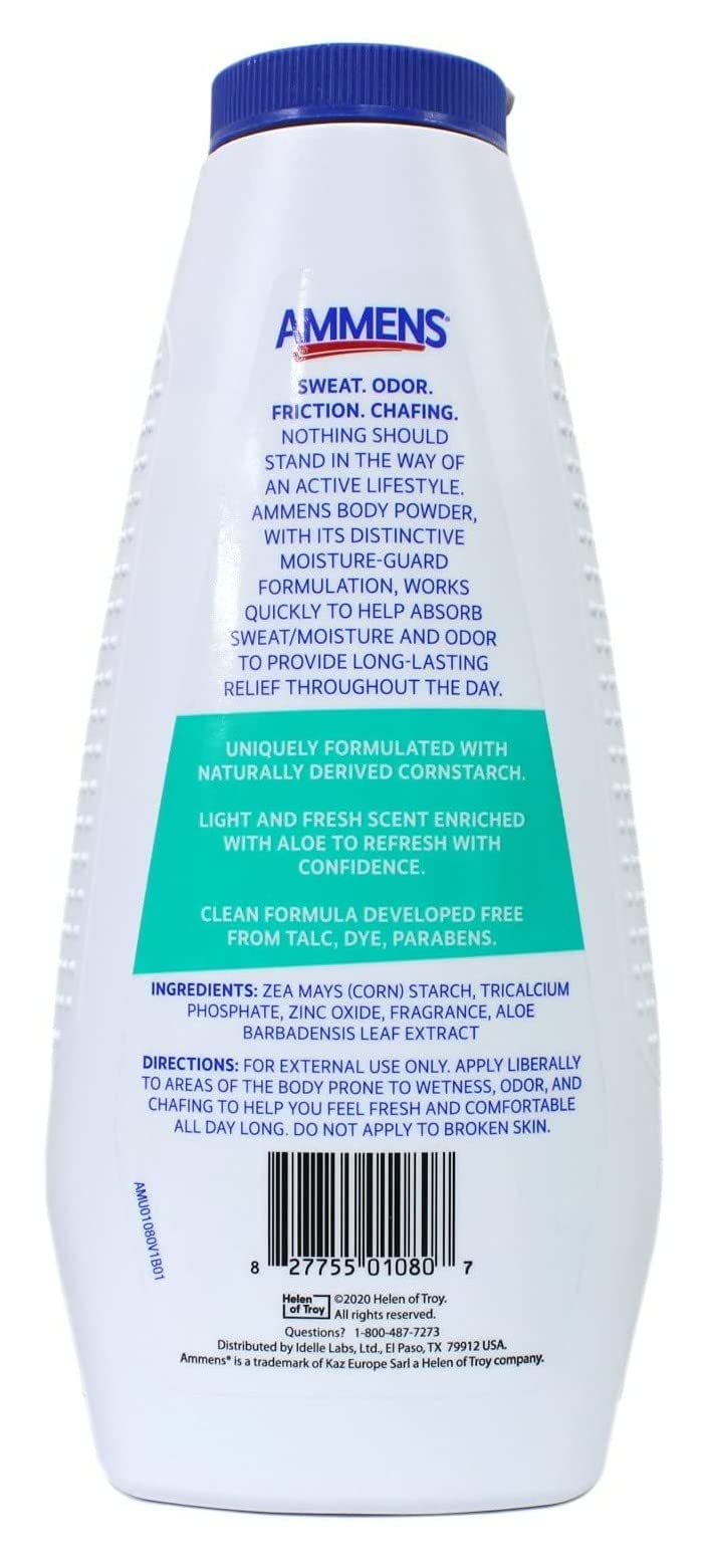 Ammens Medicated Powder Shower Fresh 11 oz (Pack of 2) - Talc-Free Body Powder for Men & Women, Absorbs Moisture & Prevents Chafing - Ideal for Post-Shower, Gym & Outdoor Activities