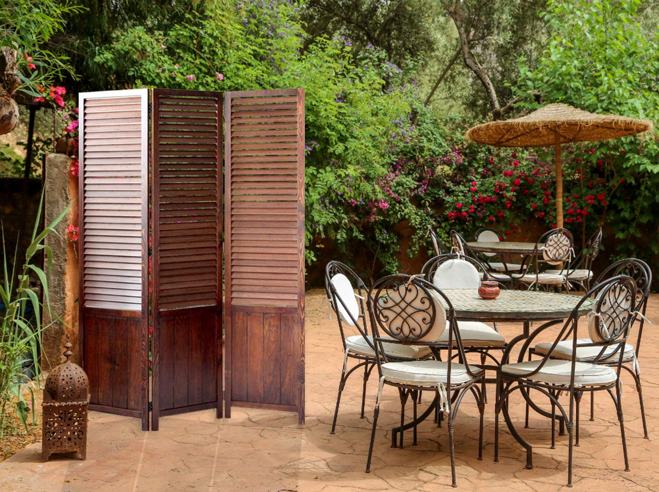 Stylish Brown Large Screen Gems Room Divider - Perfect for Home Office, Living Room & Bedroom Privacy