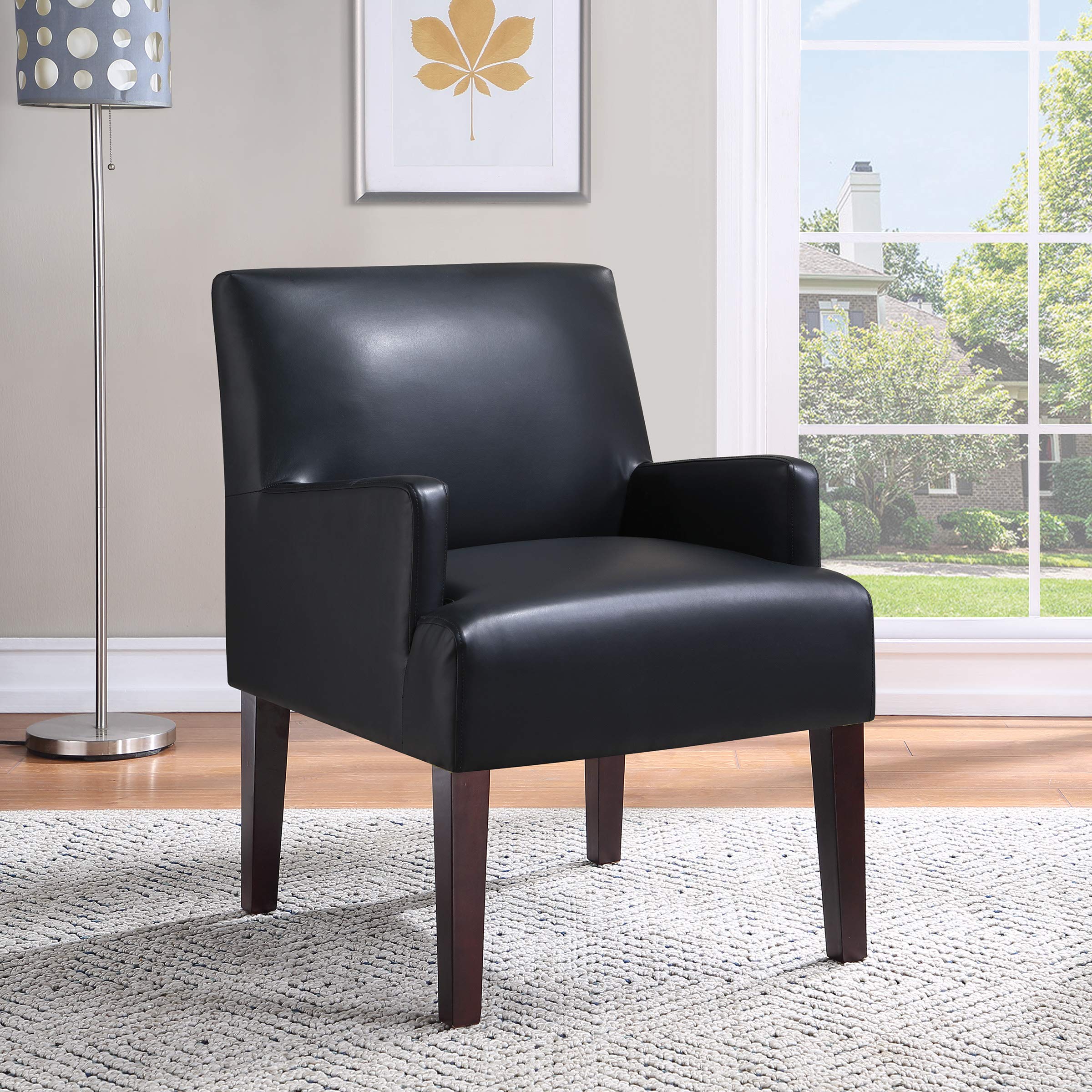 American Furniture Classics MST55-PD3 Corner Sectional Sofa in Black - Modern Living Room Seating for Small Spaces & Apartments