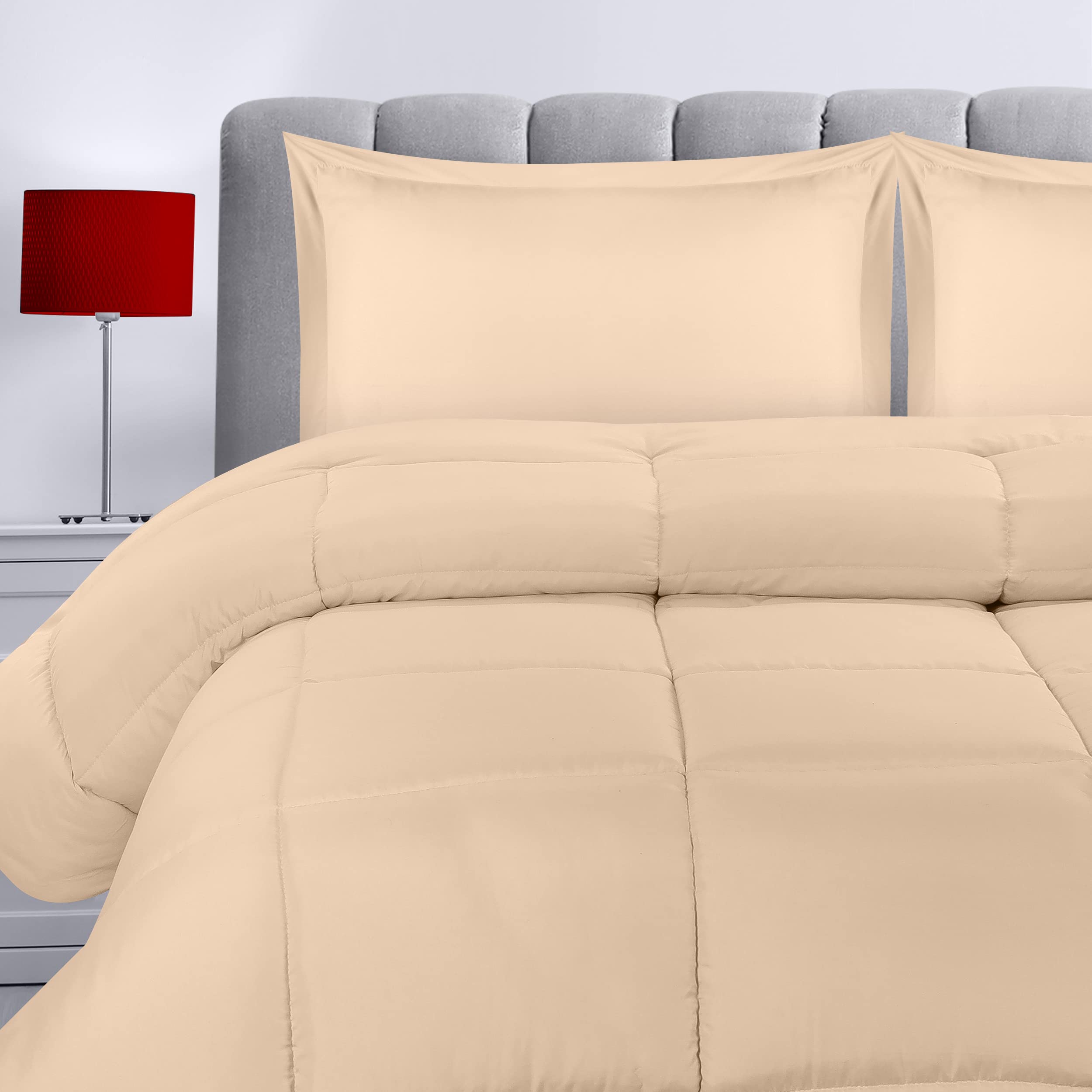 Utopia Bedding King/California King Size Comforter Set with 2 Pillow Shams - Premium Down Alternative Beige Bedding - Soft, Comfortable & Machine Washable - Perfect for Master Bedroom, Guest Room & Cozy Home Decor