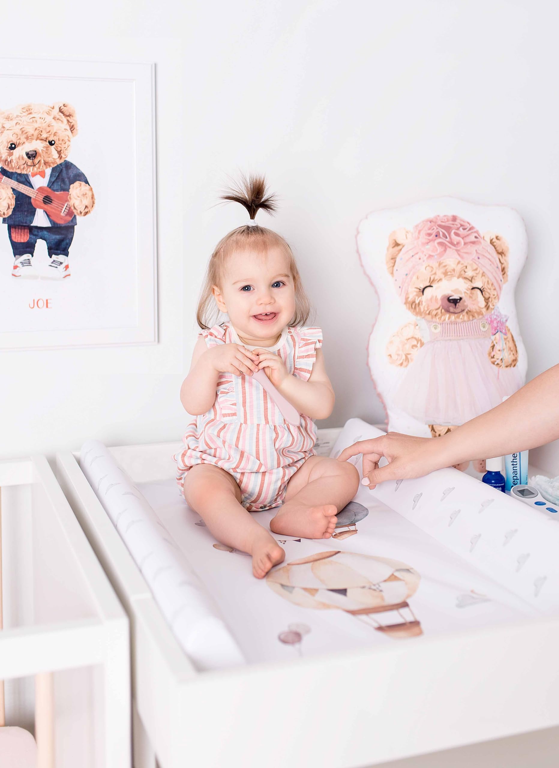 Ceba Baby® Soft Washable Changing Mat - 70 x 50 cm with 2 Wedges - Oeko-Tex Certified Non-Toxic Baby Changing Pad for Nursery, Diaper Station & Travel - Balloon Pattern for Boys & Girls