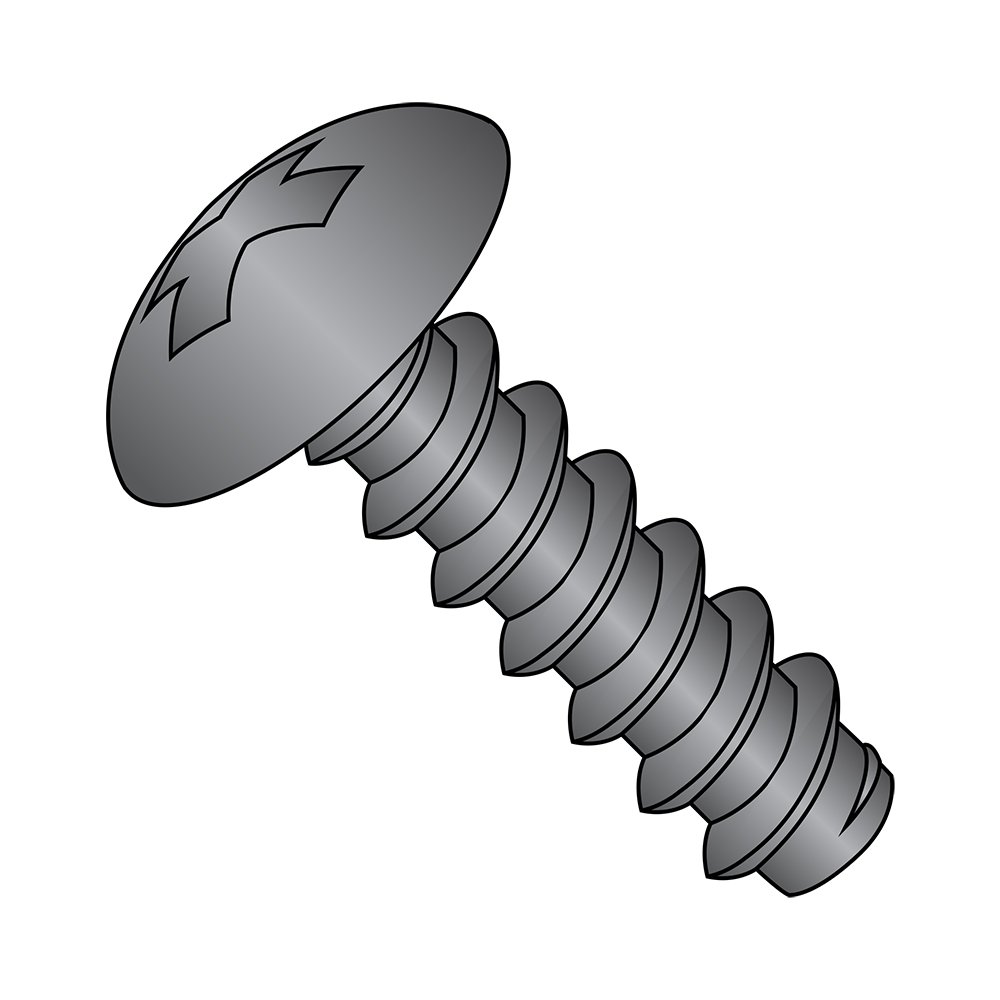 Small Parts 1006BPTB Black Oxide Steel Sheet Metal Screws, Truss Head Phillips Drive Type B, #10-16 Thread, 3/8