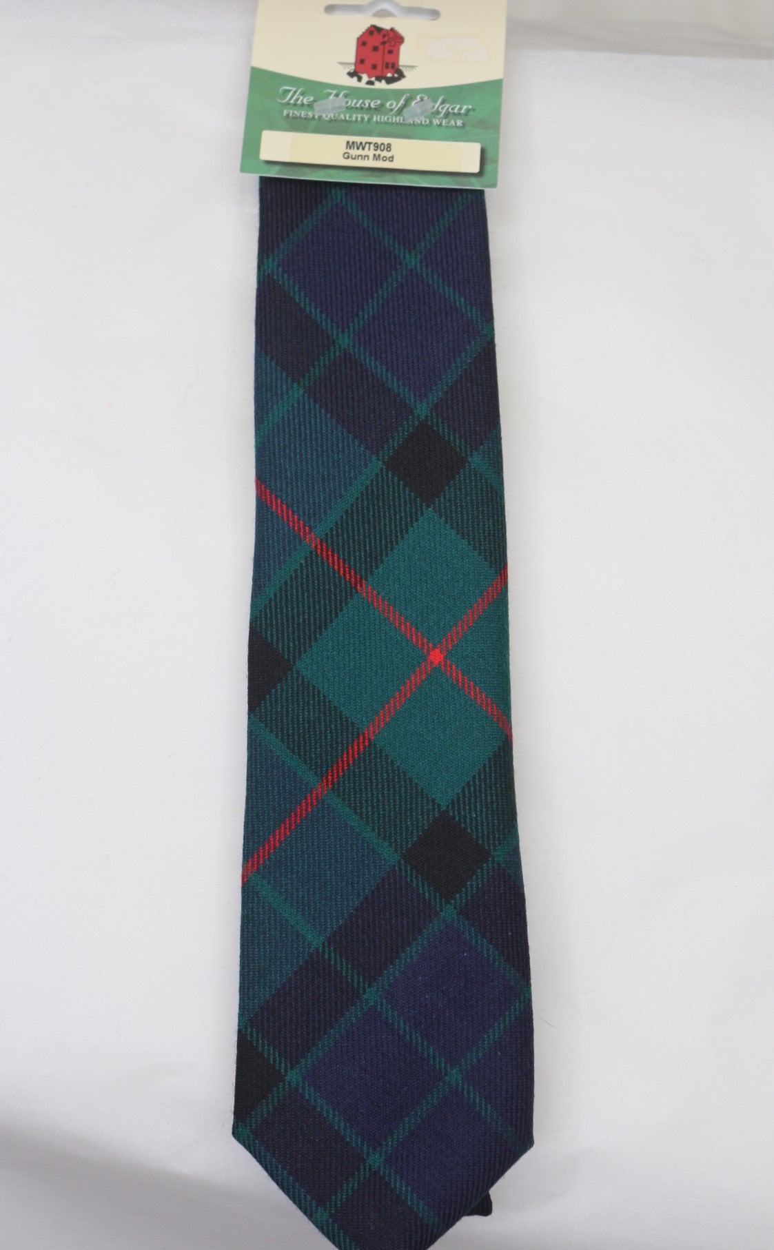Gunn Modern Tartan Tie by House of Edgar | Premium Wool Necktie for Men | Perfect for Weddings, Office & Formal Events