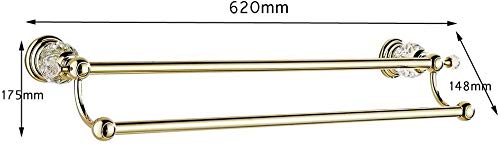 Luxury Gold Towel Rack - Polished Zinc Alloy Double Towel Bar with Crystal Base - Elegant Bathroom Accessories for Home Decor - Perfect for Spa, Hotel & Modern Bathroom Organization