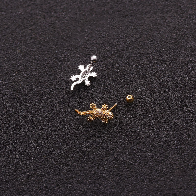 20G Rose Gold Tiny Lizard Stud Tragus Earrings for Cartilage Piercing | Hypoallergenic Body Jewelry for Women | Perfect for Daily Wear & Special Occasions