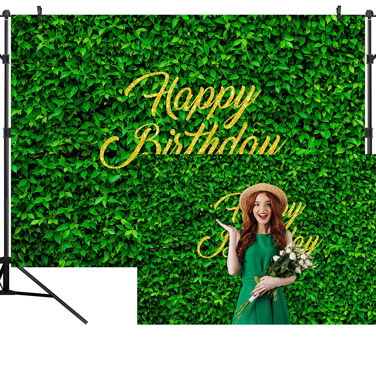 Jungle Safari Happy Birthday Backdrop - 7x5FT Green Leaves Photography Background for Baby Shower, Nature-Themed Party Decorations & Rustic Photo Studio Props | Perfect for Birthday Parties, Baby Showers, and Jungle-Themed Events