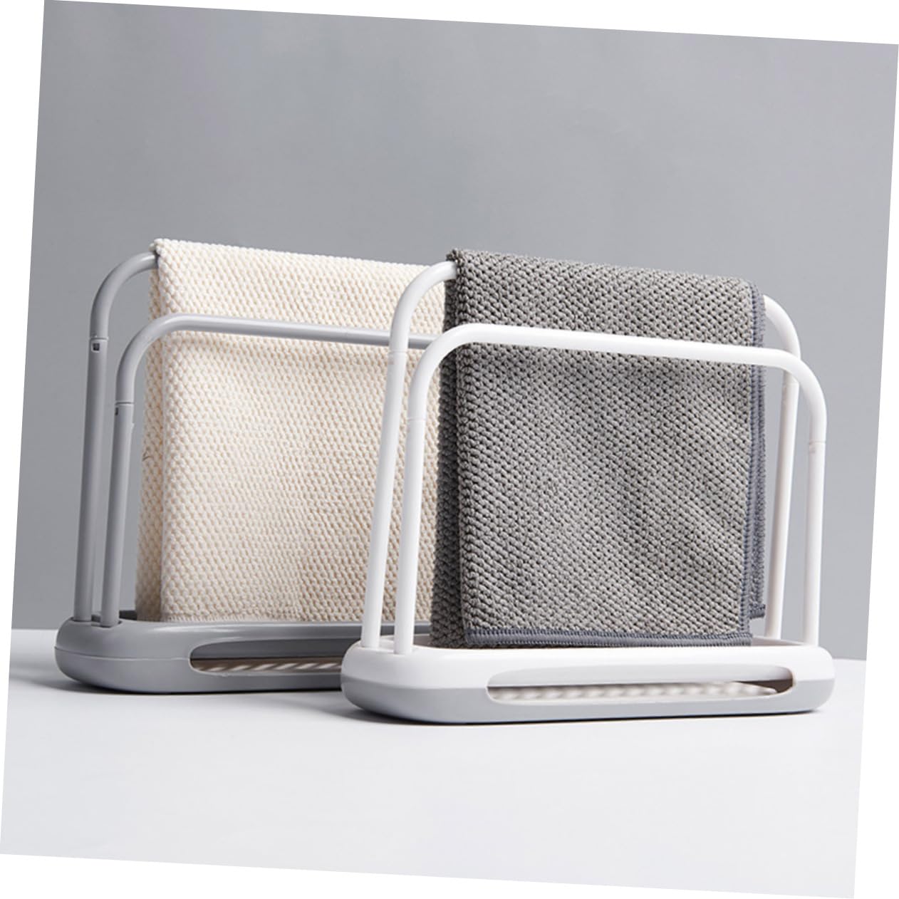 **Detachable Grey Countertop Towel Rack - Kitchen Organizer & Towel Holder for Absorbent Storage - Perfect for Small Spaces, Bathrooms, and Kitchen Countertops**