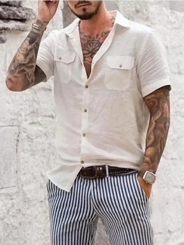 Stylish Two Pocket Casual Shirt for Men - Comfortable & Versatile for Work, Travel & Everyday Wear