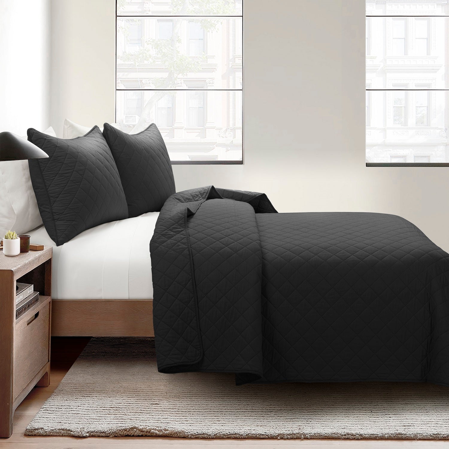 Ava Diamond Oversized Cotton Quilt Set - King Size Bedding with Soft Breathable Fabric for All Seasons | Perfect for Master Bedroom, Guest Room & Cozy Home Decor