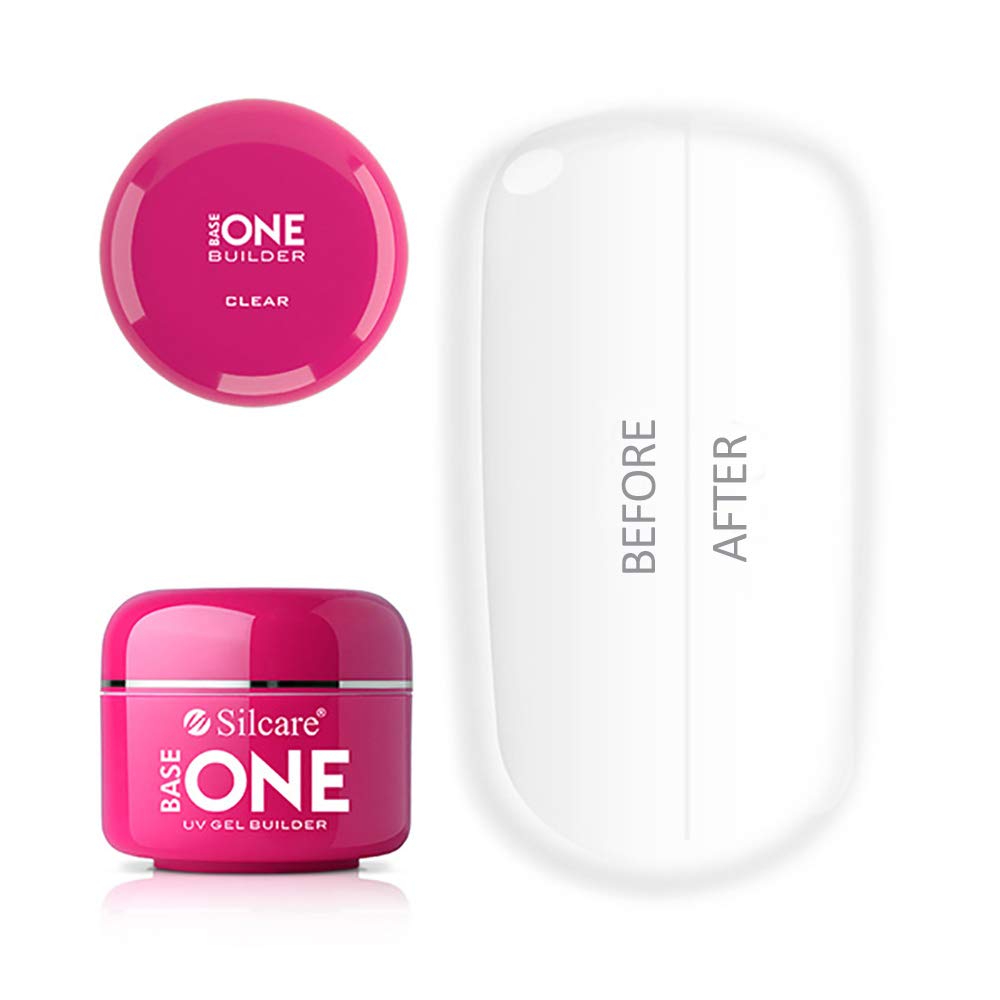 Base One Clear 15g UV Gel Nails - Acid Free Builder Gel for Strong Natural-Looking Nails | Easy File Off Silcare Formula | Perfect for Salon & DIY Manicures at Home