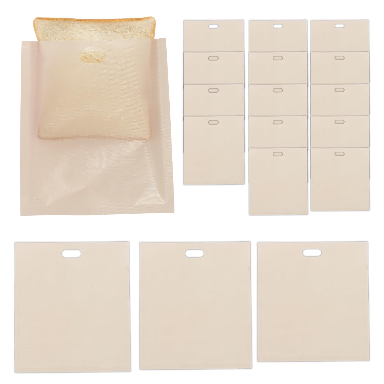 18 Pack Non Stick Reusable Toaster Bags - 3 Sizes Washable Heat Resistant Toastie Bags for Toaster, Microwave & Grill - Perfect for Grilled Cheese, Sandwiches, Toast & Snacks - Ideal for Home, Office & Travel Use