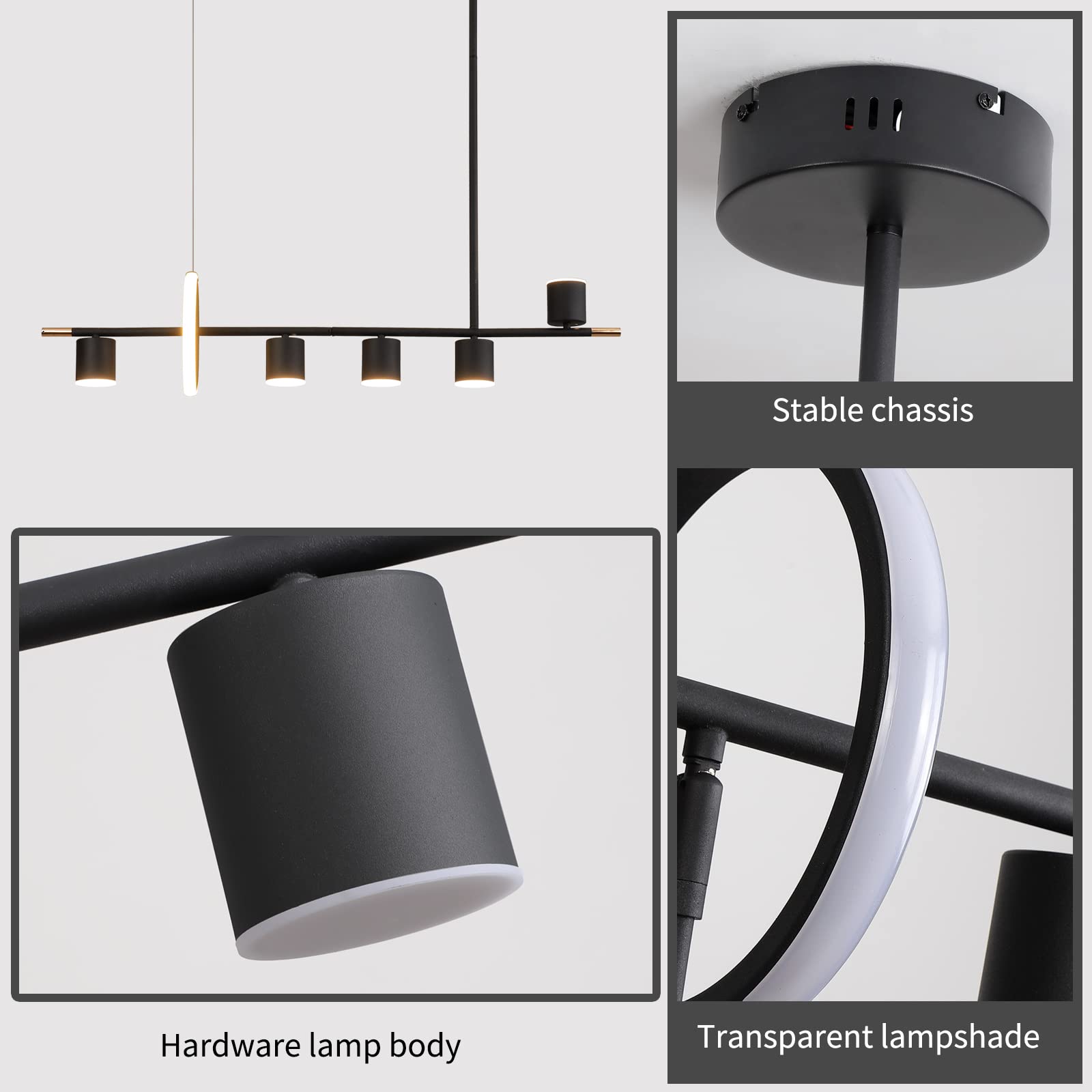 Siittoo Modern Black LED Dimmable Pendant Light - 40