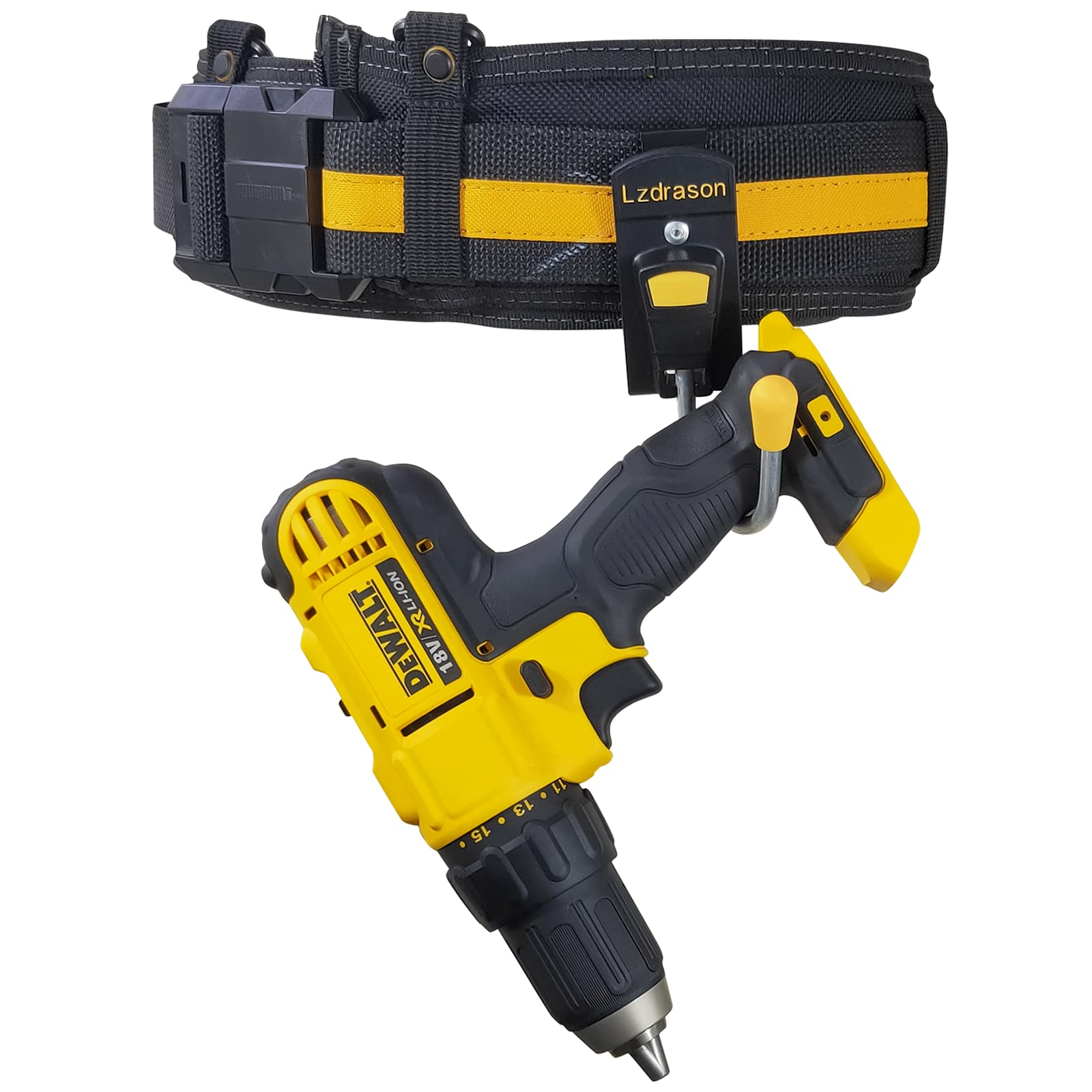 Durable Tool Belt Hook & Drill Holster - Heavy Duty Cordless Power Drill Holder with Secure Belt Clip - Perfect for Hammer, Drywall Screw Gun & Power Tools (2-Pack, Black) - Ideal for Construction, Carpentry & DIY Projects