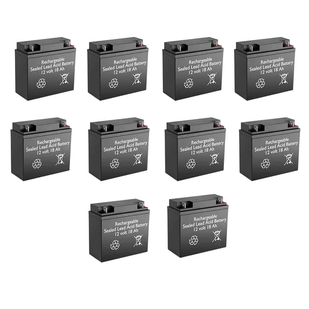 FM12170E Replacement 12V 18Ah SLA Rechargeable Battery - BatteryGuy Brand Equivalent (Pack of 10) - Perfect for UPS Backup, Emergency Lighting & Power Wheels