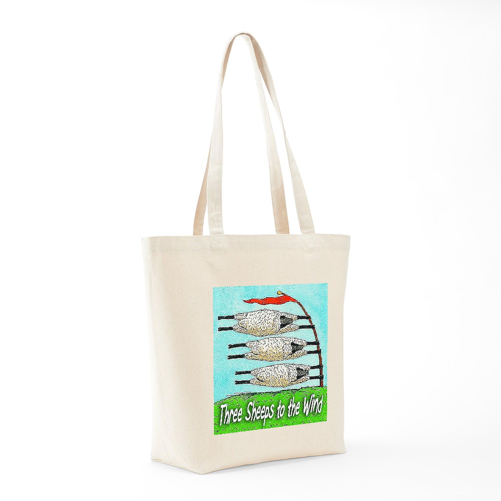 Three Sheeps To The Wind Tote Bag - Natural Canvas Reusable Shopping Bag for Groceries, Beach & Daily Use | Eco-Friendly Cotton Tote with Unique Design