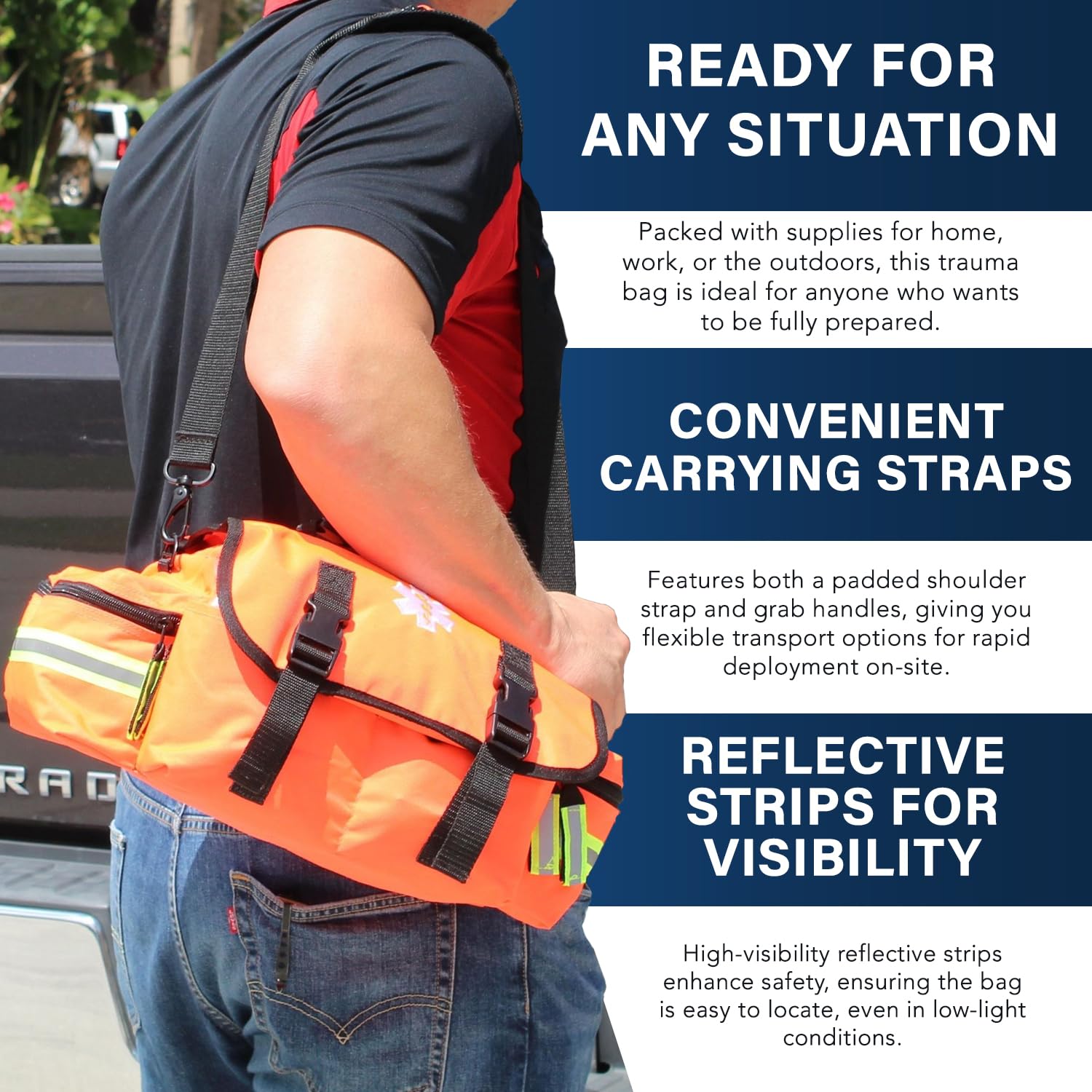 Luminary Trauma Bag - Medium Modular Reflective EMS/EMT First Aid Kit for Professionals & First Responders | Bug Out Bag for Emergency Preparedness, Home Safety & Outdoor Adventures (Fluorescent Orange) - Ideal for Camping, Hiking, Disaster Preparedness & Tactical Use