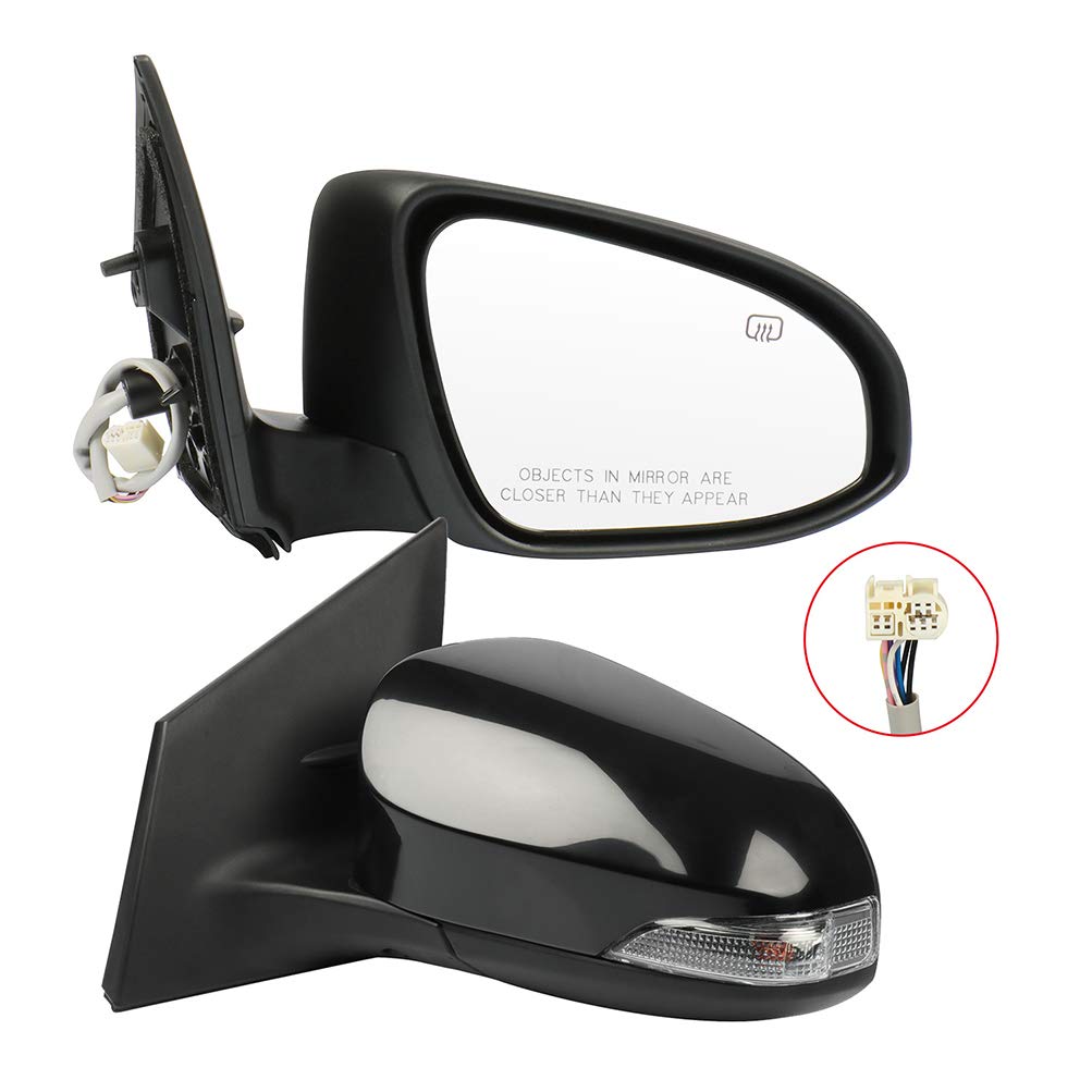 CCiyu Power Heated Side Mirrors with Turn Signal & Manual Folding - Compatible with 2014 Toyota Corolla - Perfect for Winter Driving & Enhanced Safety