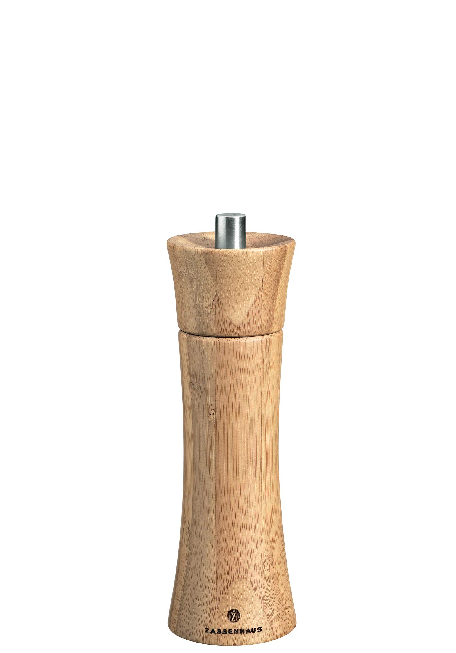 Premium Zassenhaus Frankfurt 7-Inch Bamboo Salt Grinder - Manual Adjustable Coarseness for Gourmet Cooking, Perfect for Kitchen, Dining Table & Outdoor Picnics