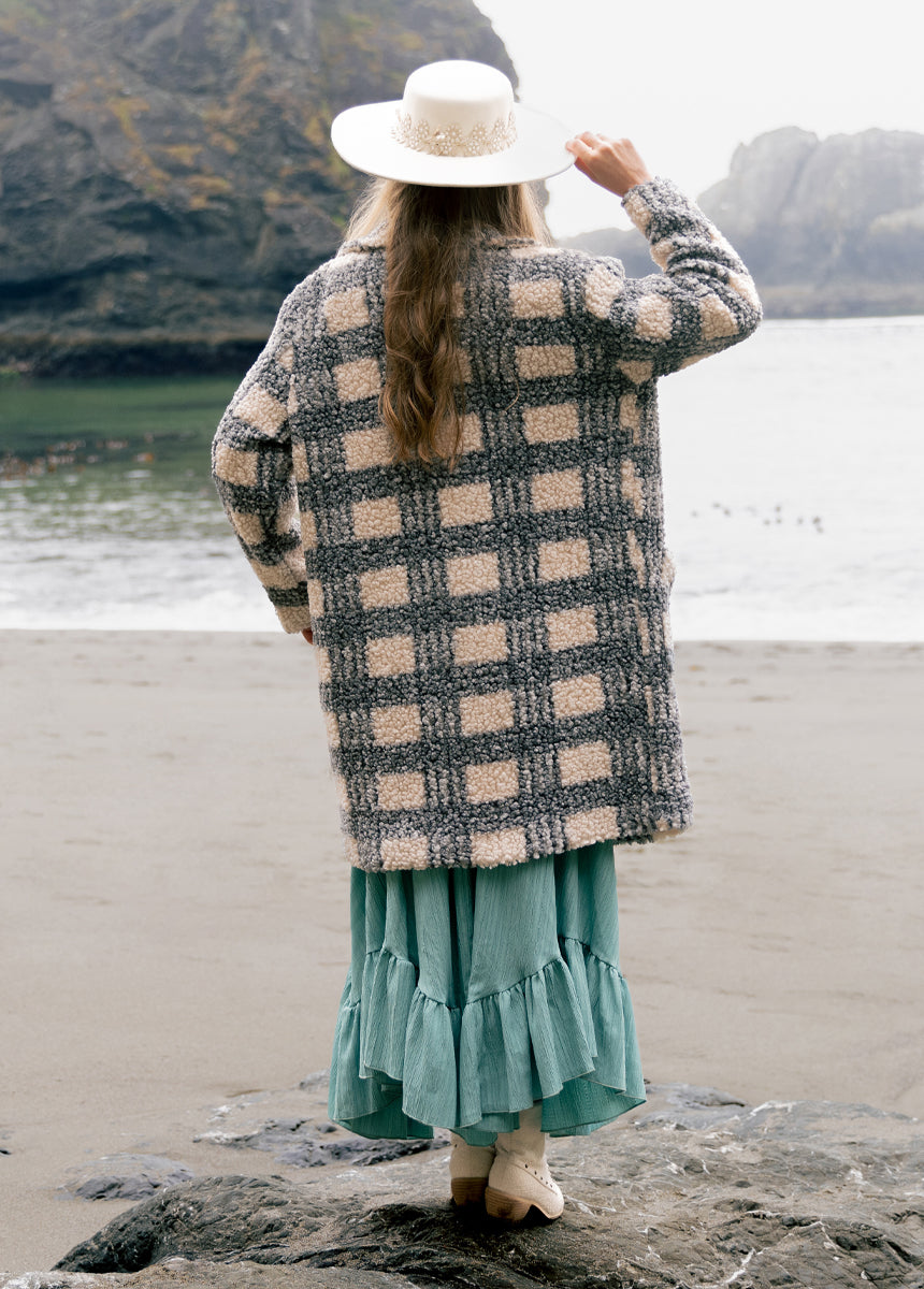 Gertie Coat in Gray Plaid - Vintage-Inspired Wool Blend Trench Coat for Women | Perfect for Fall & Winter Fashion, Office Wear & Casual Outings