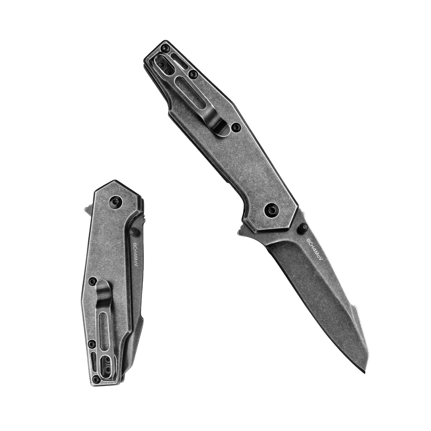 Premium Folding Pocket Knife - 8Cr14MoV Stainless Steel Blade, G10 & Steel Handle, 2-Position Clip - Perfect for Camping, Hiking, Survival & Everyday Carry (EDC)
