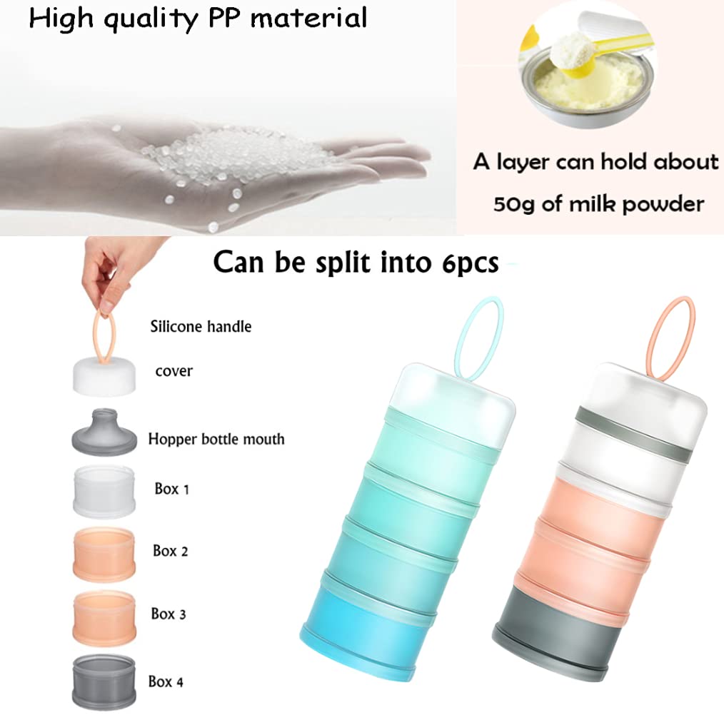 Baby Formula Dispenser - 4 Layer Portable & Stackable Powder Container for Travel | BPA-Free Milk Powder Organizer | Perfect for Infant Feeding, Protein Shakes, Nuts & Snacks | Ideal for Diaper Bags, Gym & On-the-Go Use