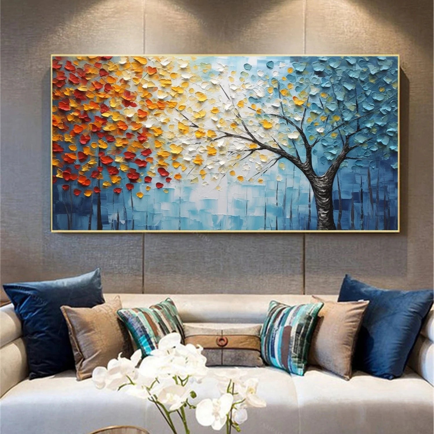 Flower and Tree Painting #FT108 - Handmade Canvas Art for Home Decor, Office & Gift Ideas
