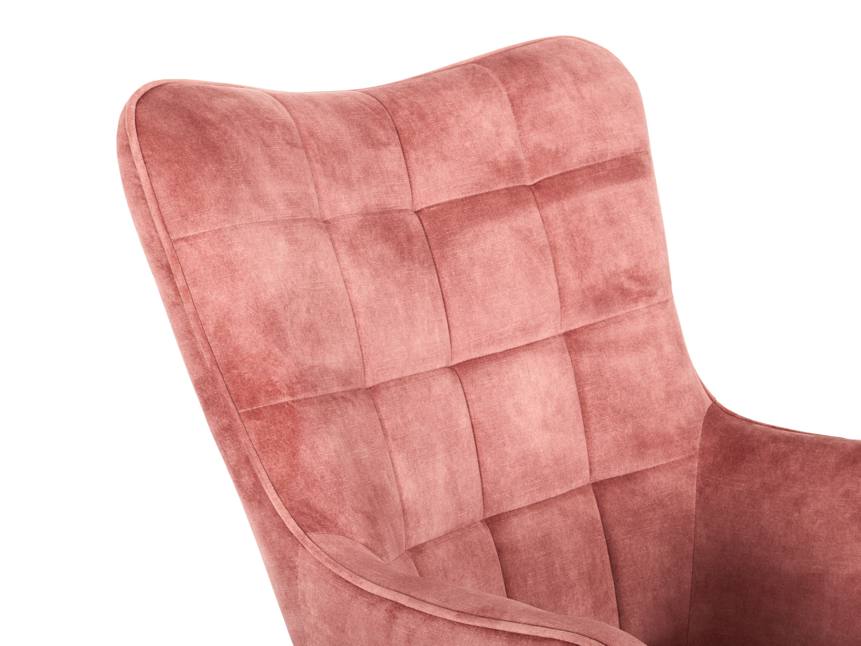Luxury Salmon Pink Velvet Accent Chair with Matching Stool - Modern Living Room Furniture for Home Decor, Bedroom Seating & Cozy Reading Nook