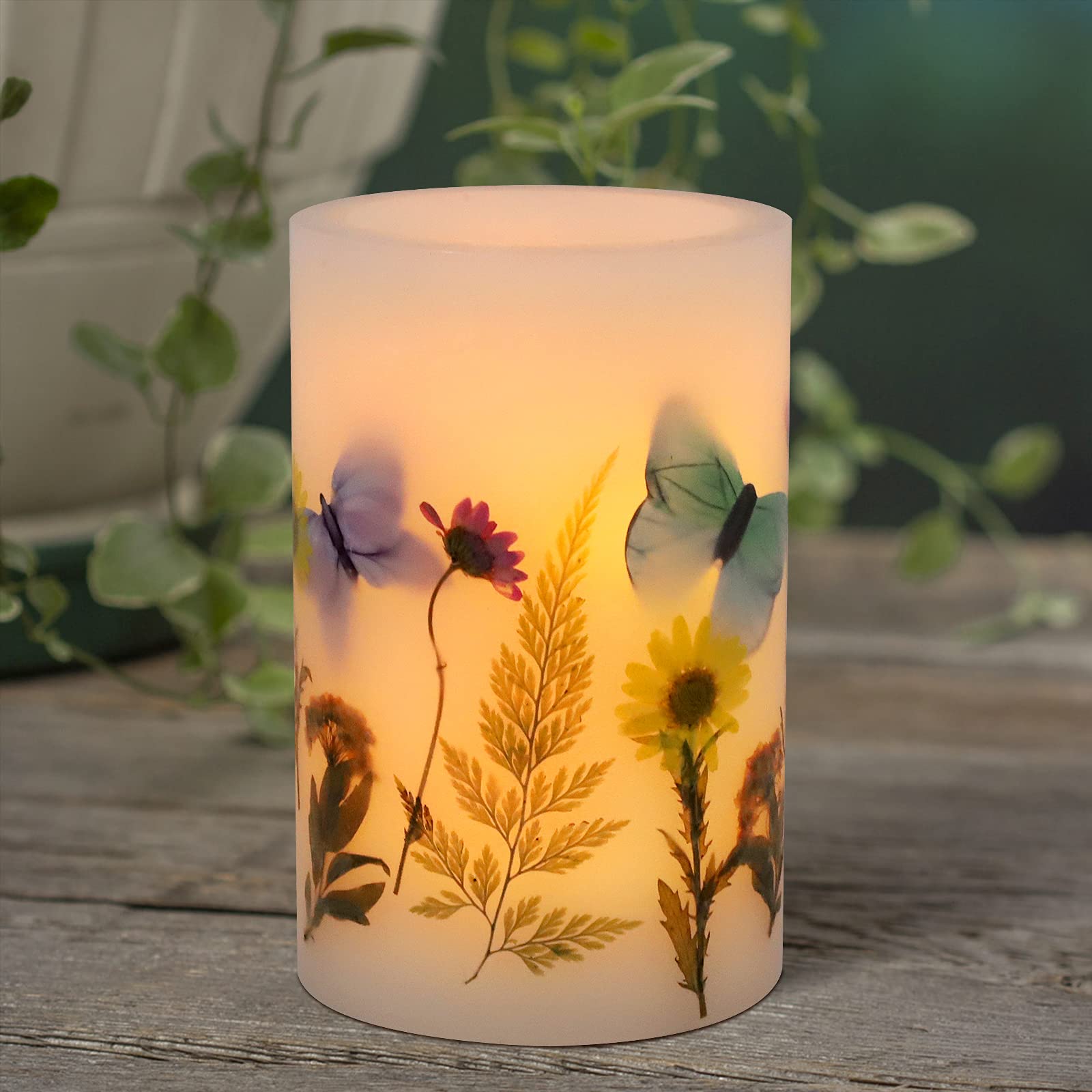 Flameless LED Pillar Candle - Real Wax, 4