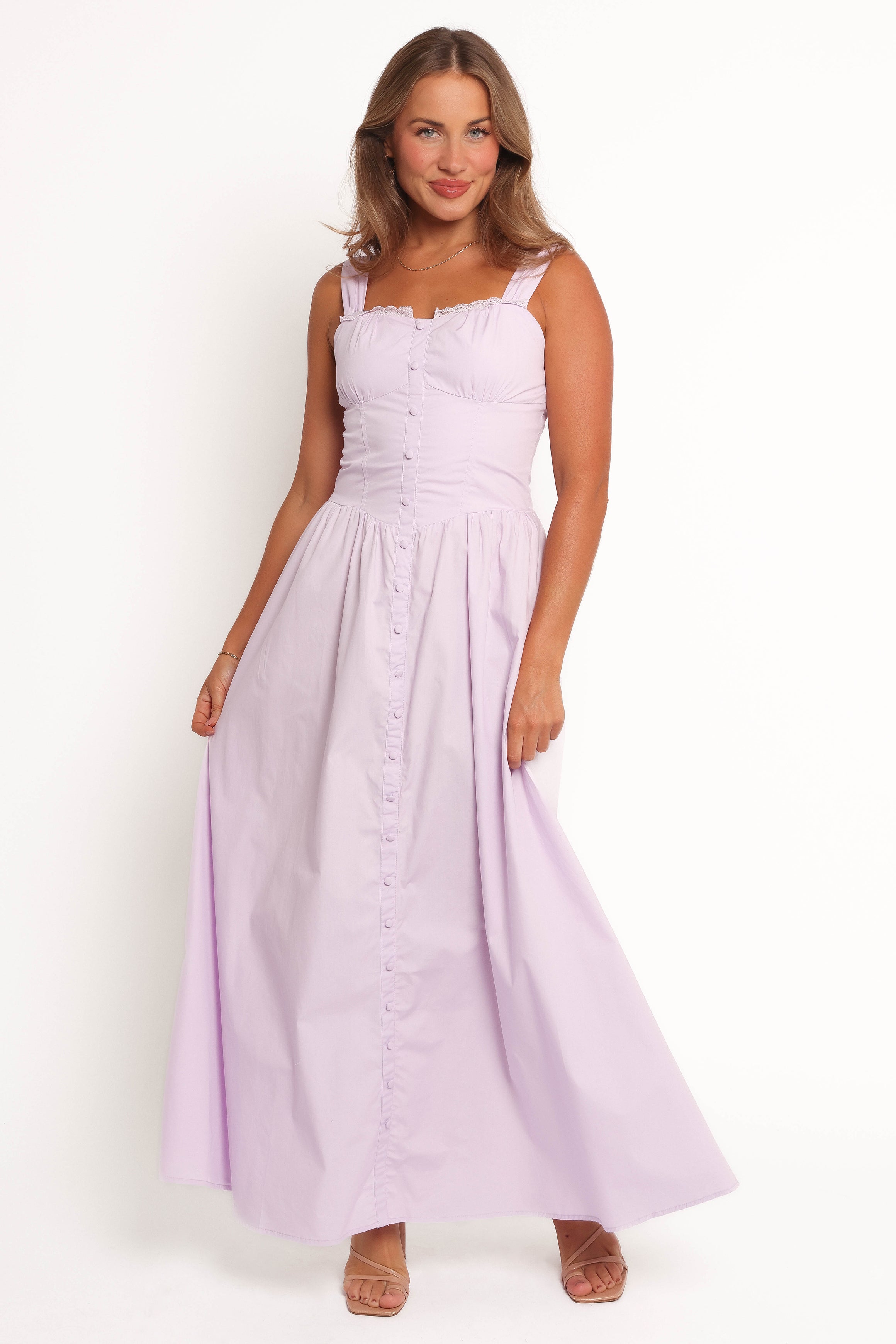 Bellus Maxi Dress - Elegant Flowy Long Dress in Lilac for Women | Perfect for Summer, Beach, Weddings & Casual Outings