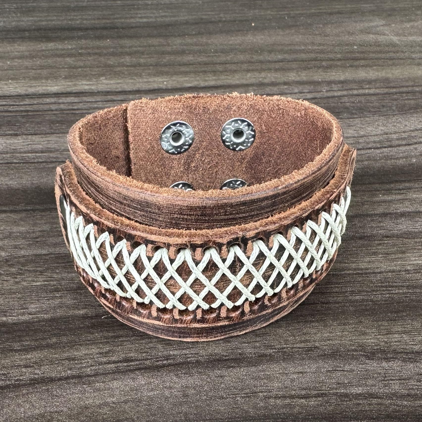 Punk Rock Vintage Faux Leather Wristband - Adjustable Snap Bracelet with Braided Rope Design for Men & Women | Gothic Arm Cuff for Concerts, Music Festivals & Alternative Fashion