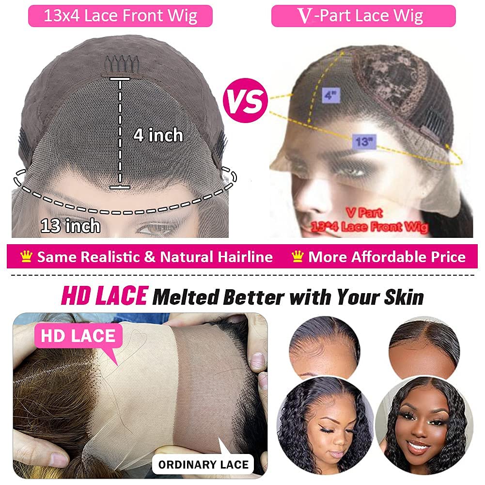 Brazilian Human Hair Body Wave Lace Front Wig 13x4 V-Part - Ombre Highlight Pre Plucked with Baby Hair for Black Women (4/27 Color, 16 Inch) | Perfect for Daily Wear, Parties & Special Occasions