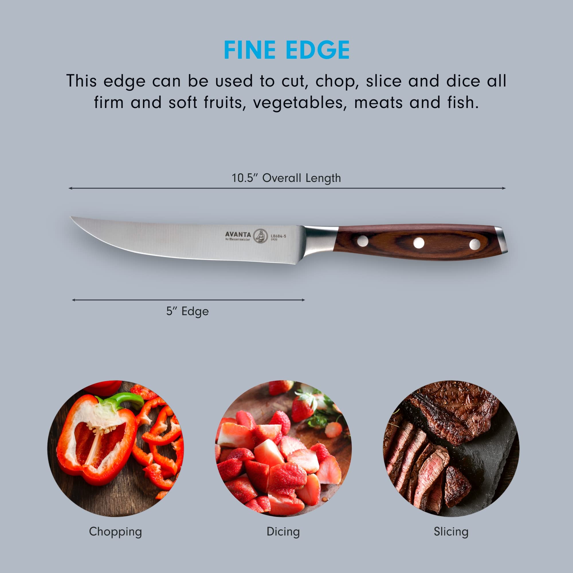 Messermeister Avanta Forged 6-Piece German Knife Set - 4 Steak Knives + Carving Knife & Fork - X50 Stainless Steel - Rust Resistant & Easy to Maintain - Perfect for BBQ, Dinner Parties & Holiday Meals