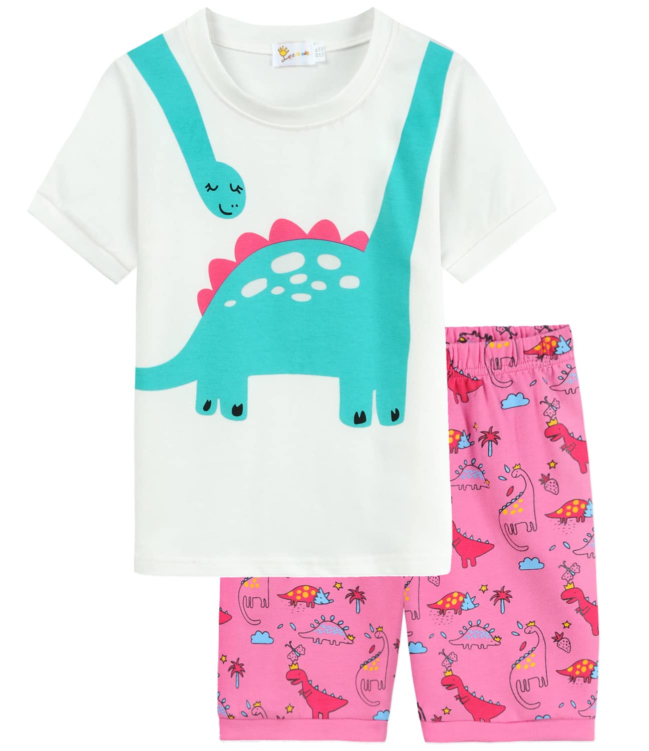 Girls' Flamingo Print 100% Cotton Pajama Short Sets - Toddler & Kids Summer Sleepwear - Soft & Breathable Pajamas for Girls - Perfect for Sleepovers, Summer Nights & Playtime