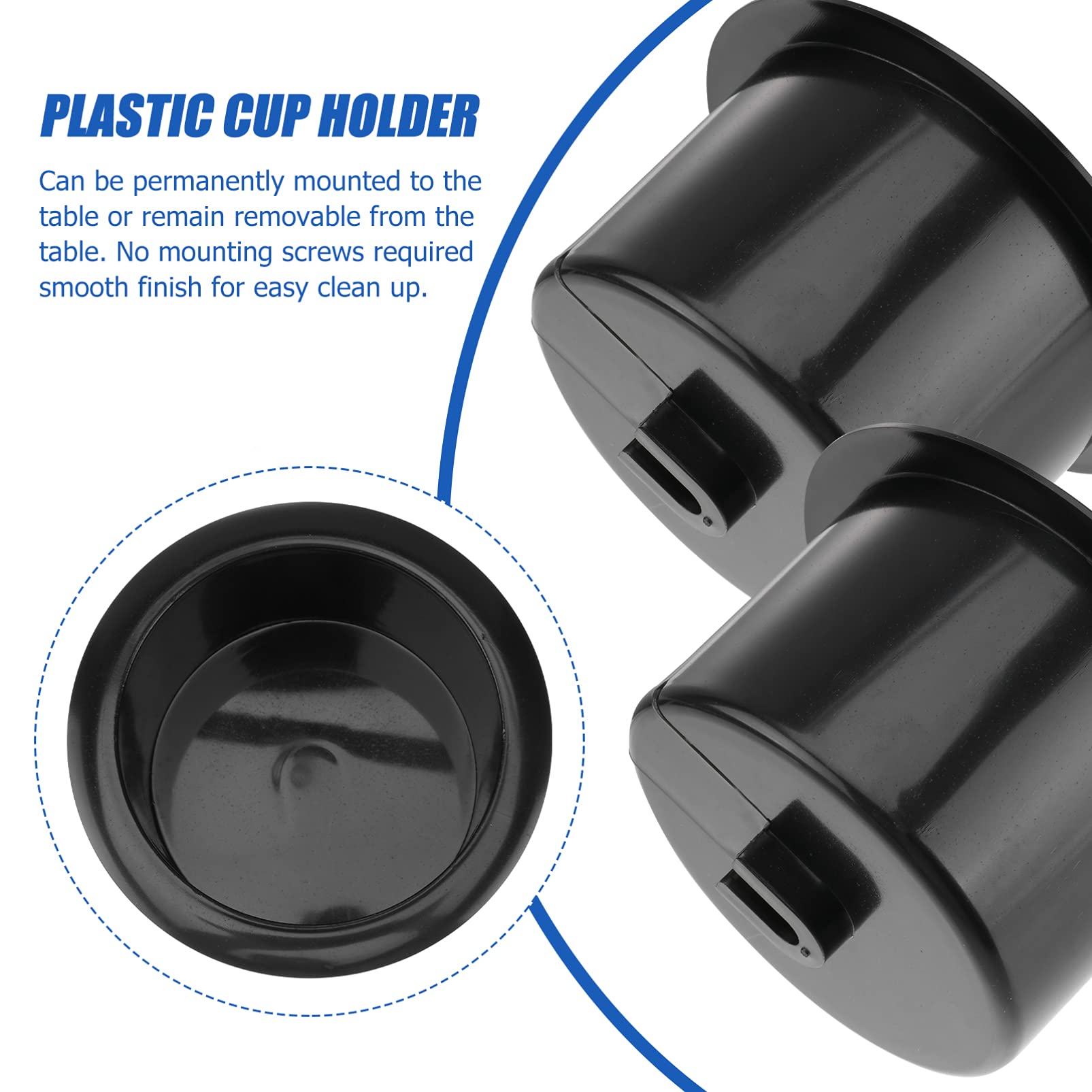 Housoutil 2 Pack Black Plastic Cup Holder Insert - Universal Replacement for Car, Sofa, Boat, Recliner & Poker Table - Perfect for Road Trips, Home Theater & Game Nights