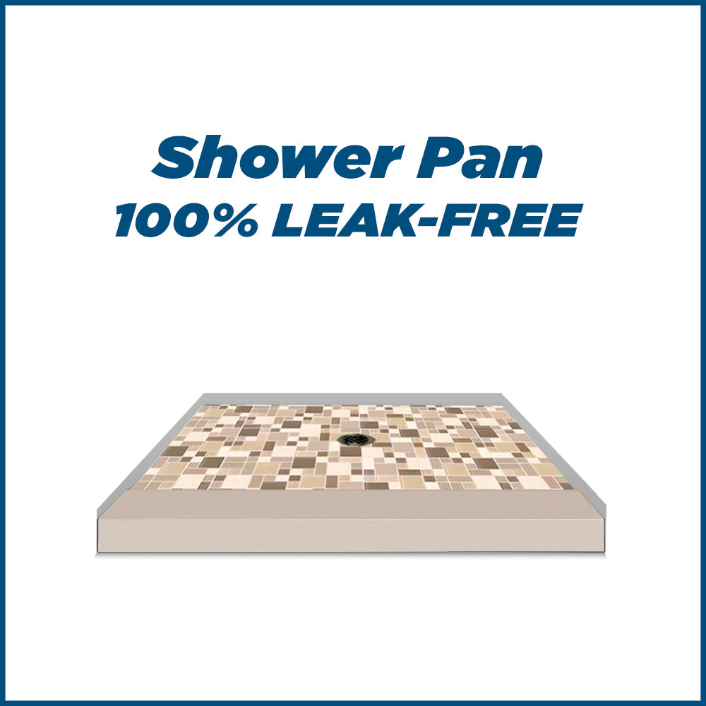 Alcove Brown Sugar Sistine Stone & Tuscany Mosaic DIY Shower Remodel Kit - Peel and Stick Tile Backsplash for Bathroom, Kitchen, Laundry Room