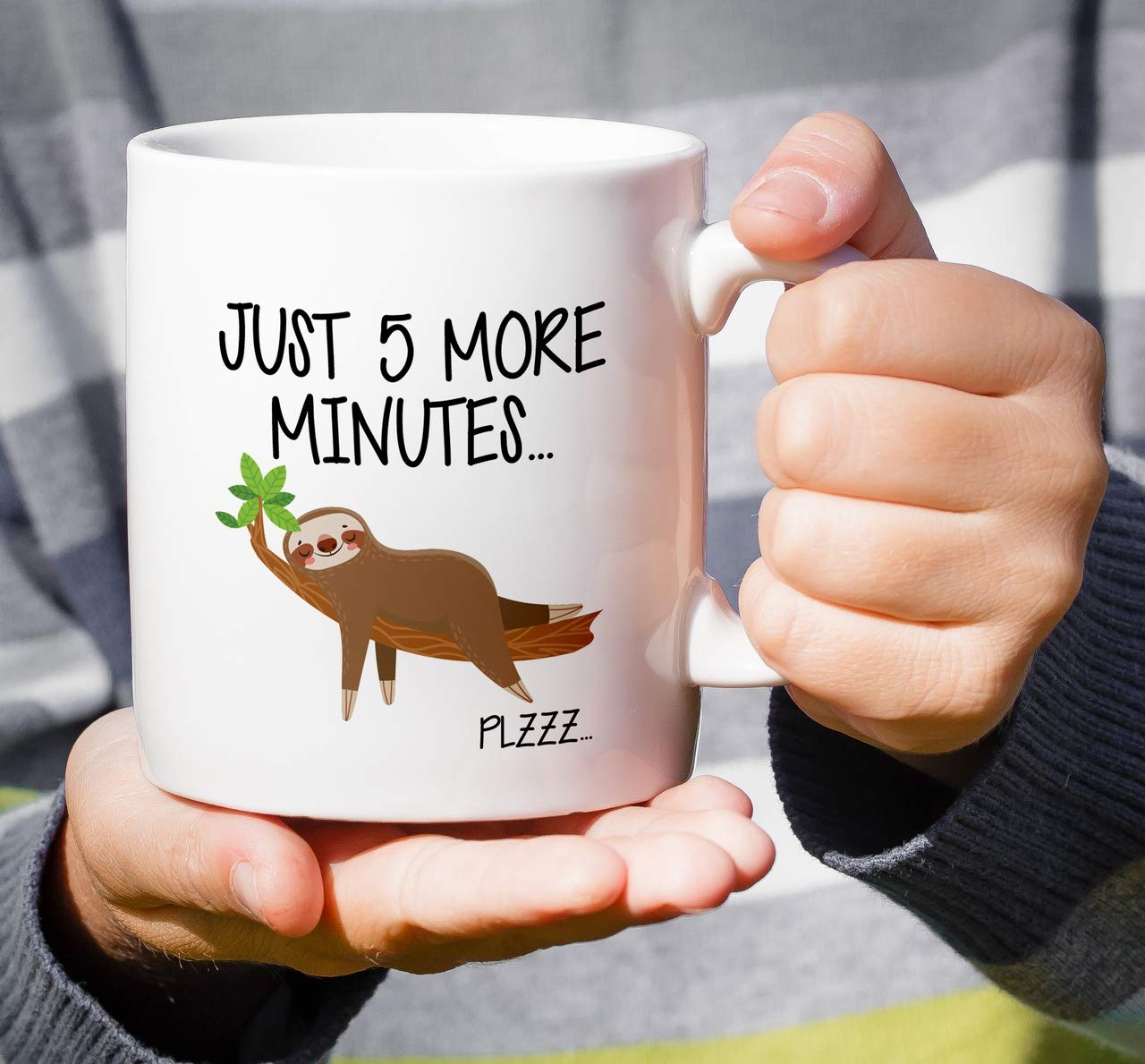 Retreez Funny Sloth Coffee Mug - 11 Oz Ceramic Cup with 'Just 5 More Minutes' Sarcastic Design - Motivational Gift for Friends, Coworkers, Family (Dad, Mom, Sister, Brother) - Perfect for Office, Home & Birthday Celebrations