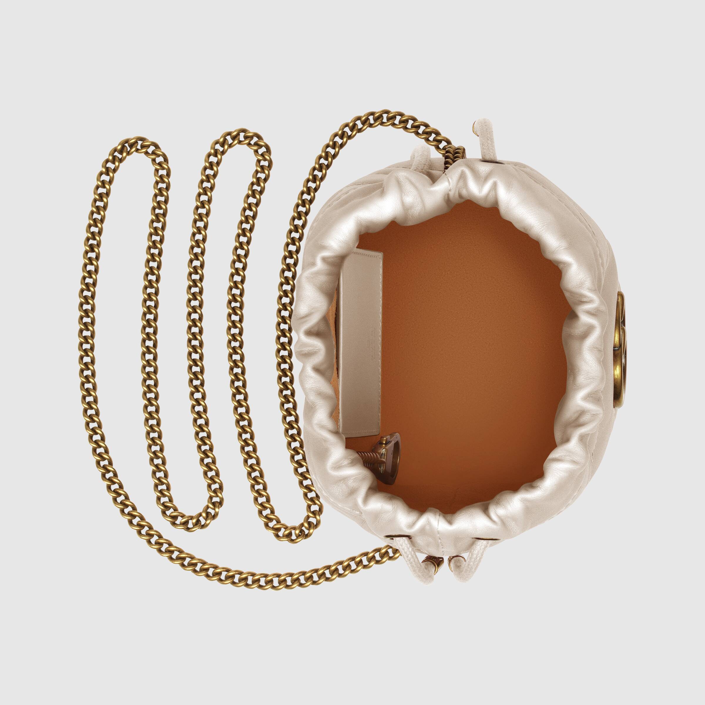 Gucci GG Marmont Mini Bucket Bag in White | Luxury Crossbody Handbag for Women | Perfect for Date Night & Evening Events