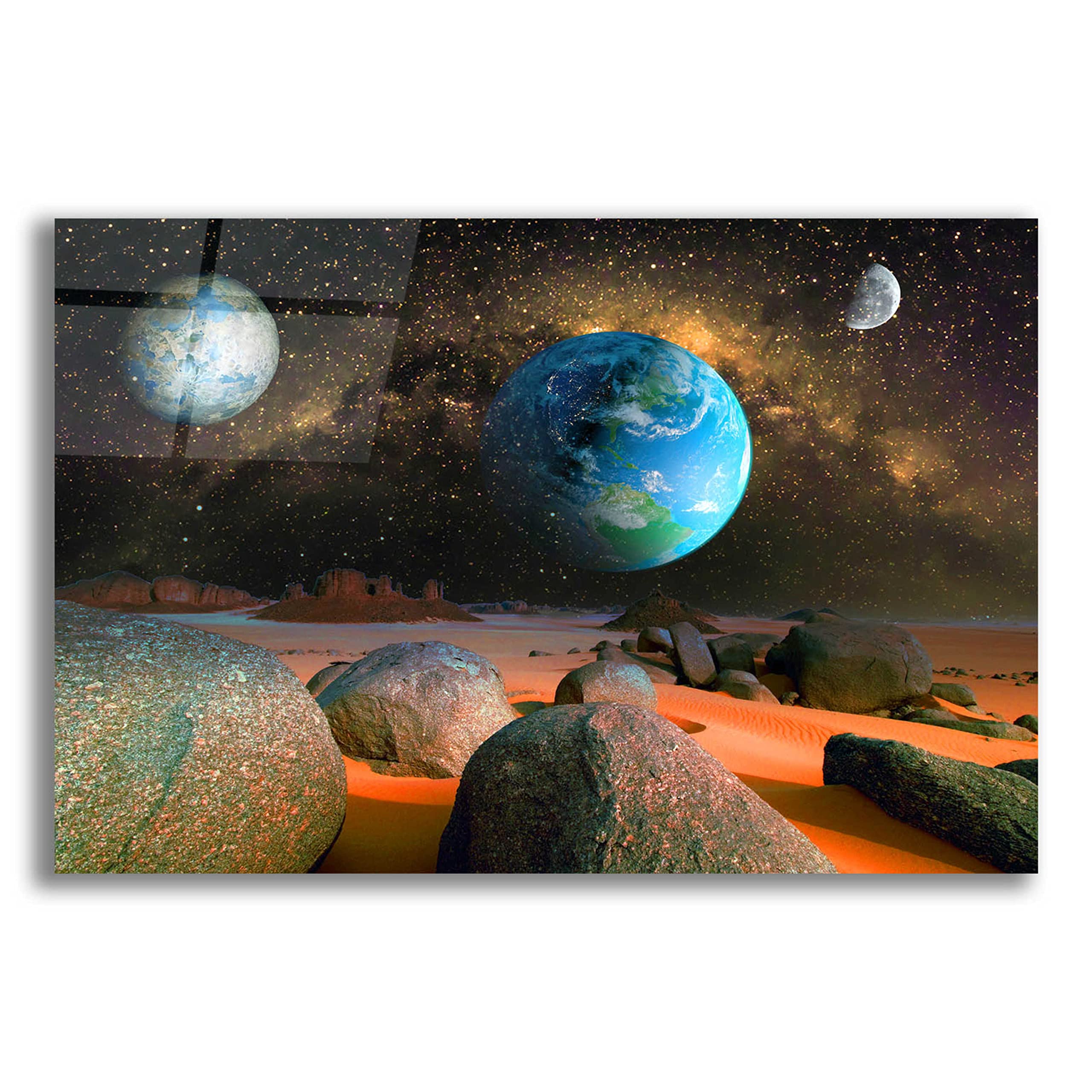 Epic 'Planets' Acrylic Glass Wall Art by Ata Alishahi - 24x16 Inches Modern Home Decor for Living Room, Bedroom & Office