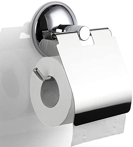 Stainless Steel Wall Mounted Toilet Paper Holder with Strong Suction Cup - Durable Bathroom Tissue Roll Dispenser for Home, Office & RV Use